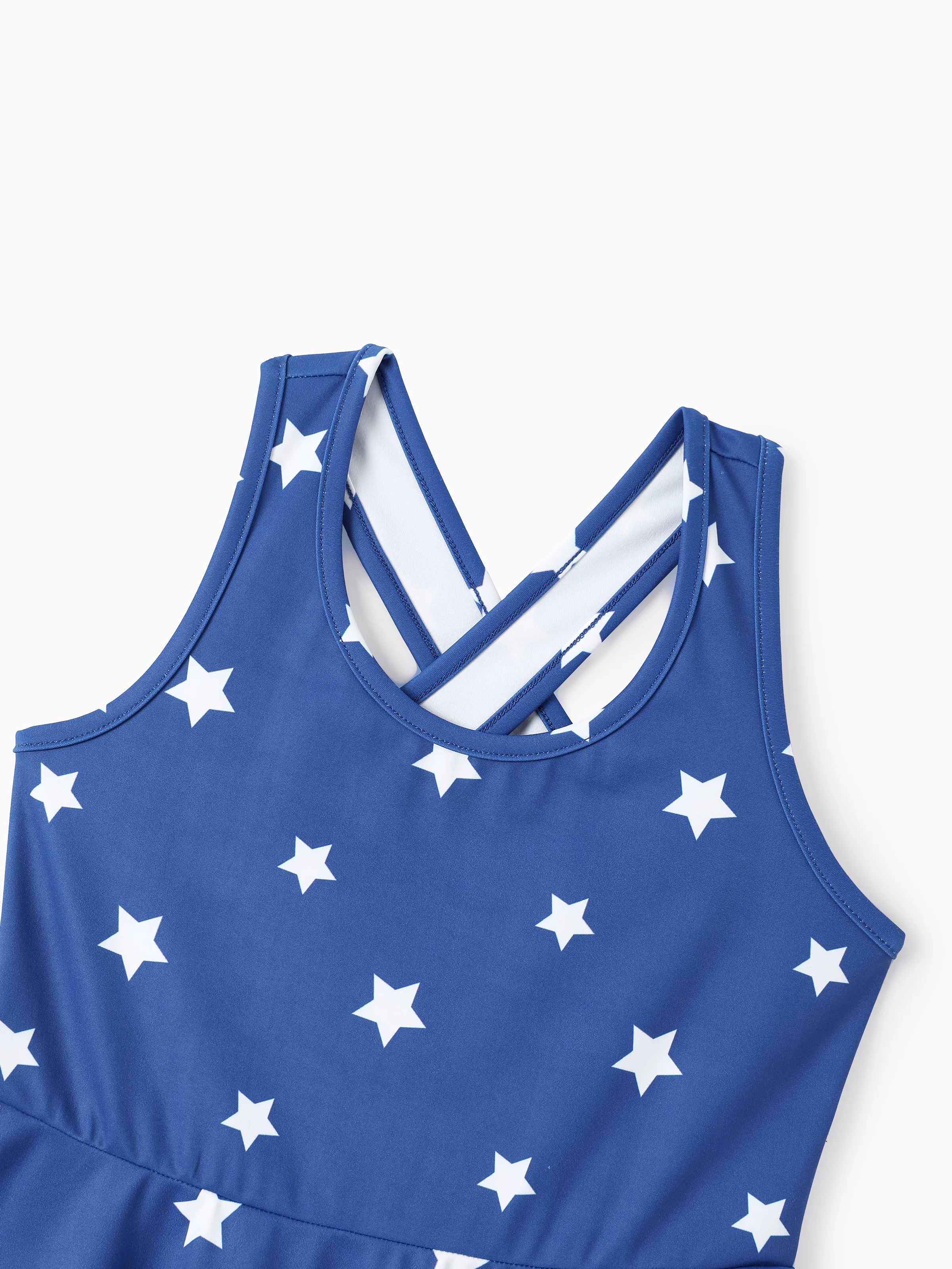 Independence Day Toddler Girls Patriotic Cherry/Star Print Casual Sleeveless Dress Dark Blue - Image 5