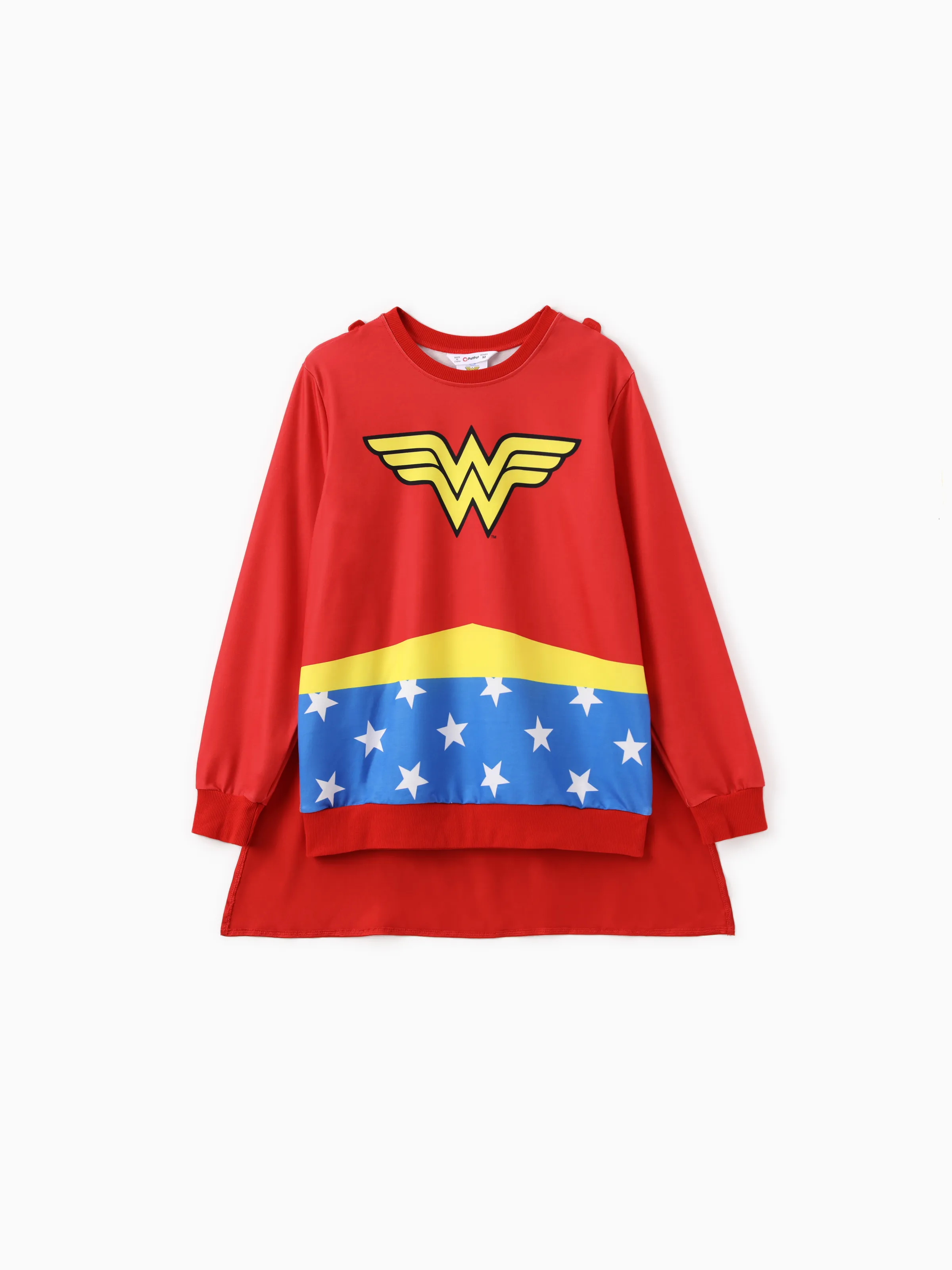Justice League Family matching Cosplay Costume Superman/Wonder woman Logo Print Long-sleeve Sweatshirt/Dress/Jumpsuit With Cape Multi-color - Image 2