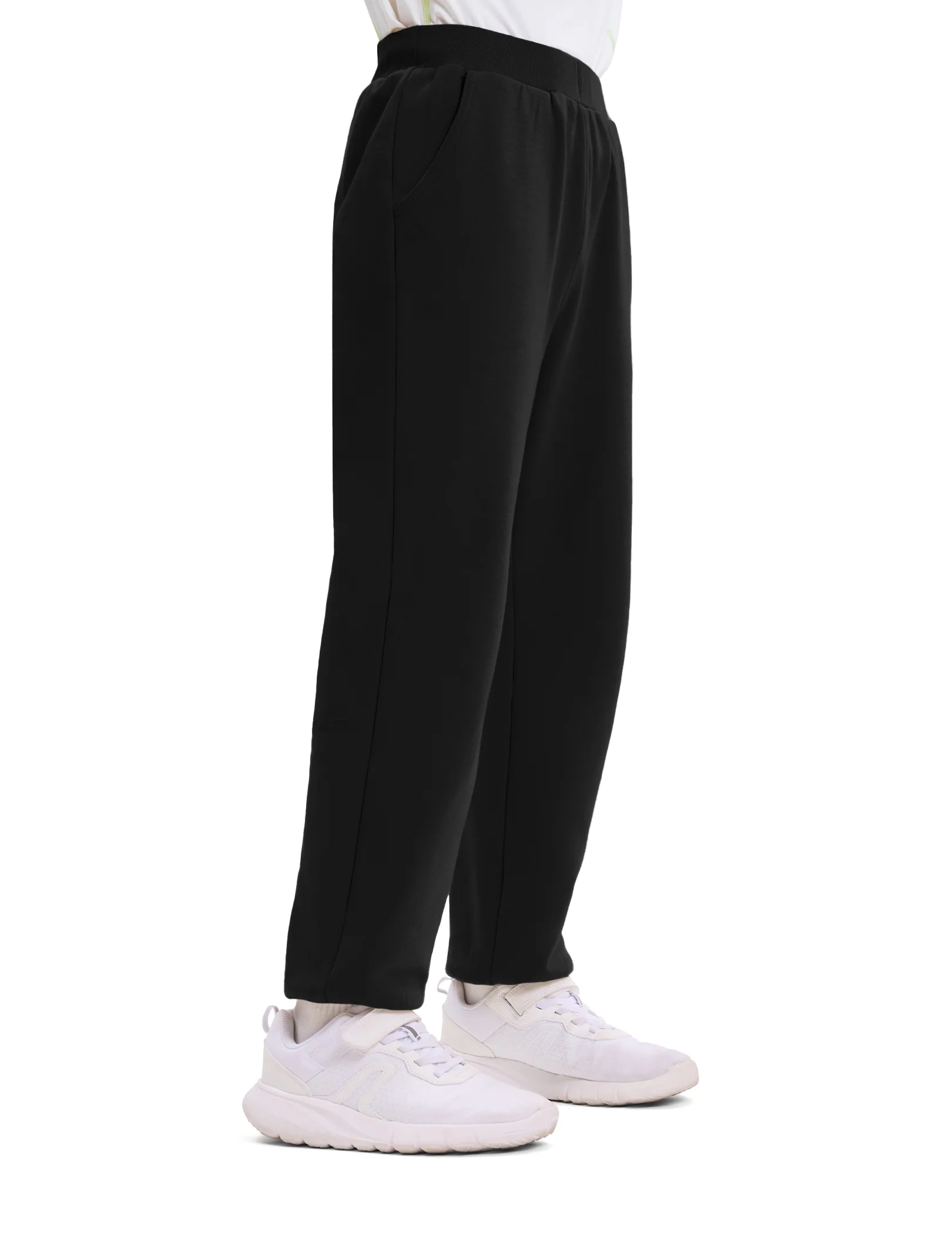 kids fleece lined jogger pants with reflective print and pockets warm breathable and moisture wicking sweatpants for boys and girls deep black