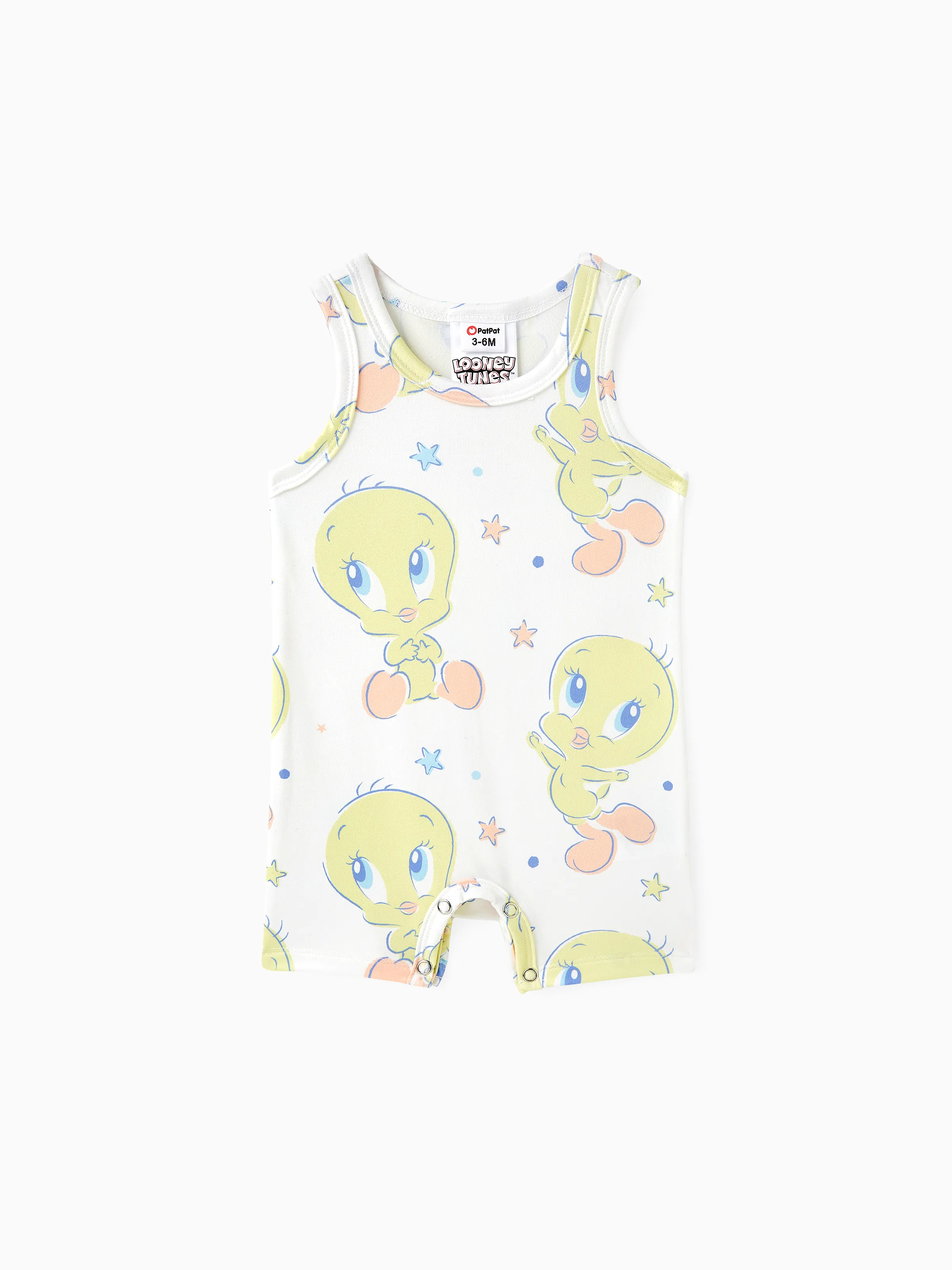 Looney Tunes Baby Boy/Girl Star print Sleeveless Romper
White
