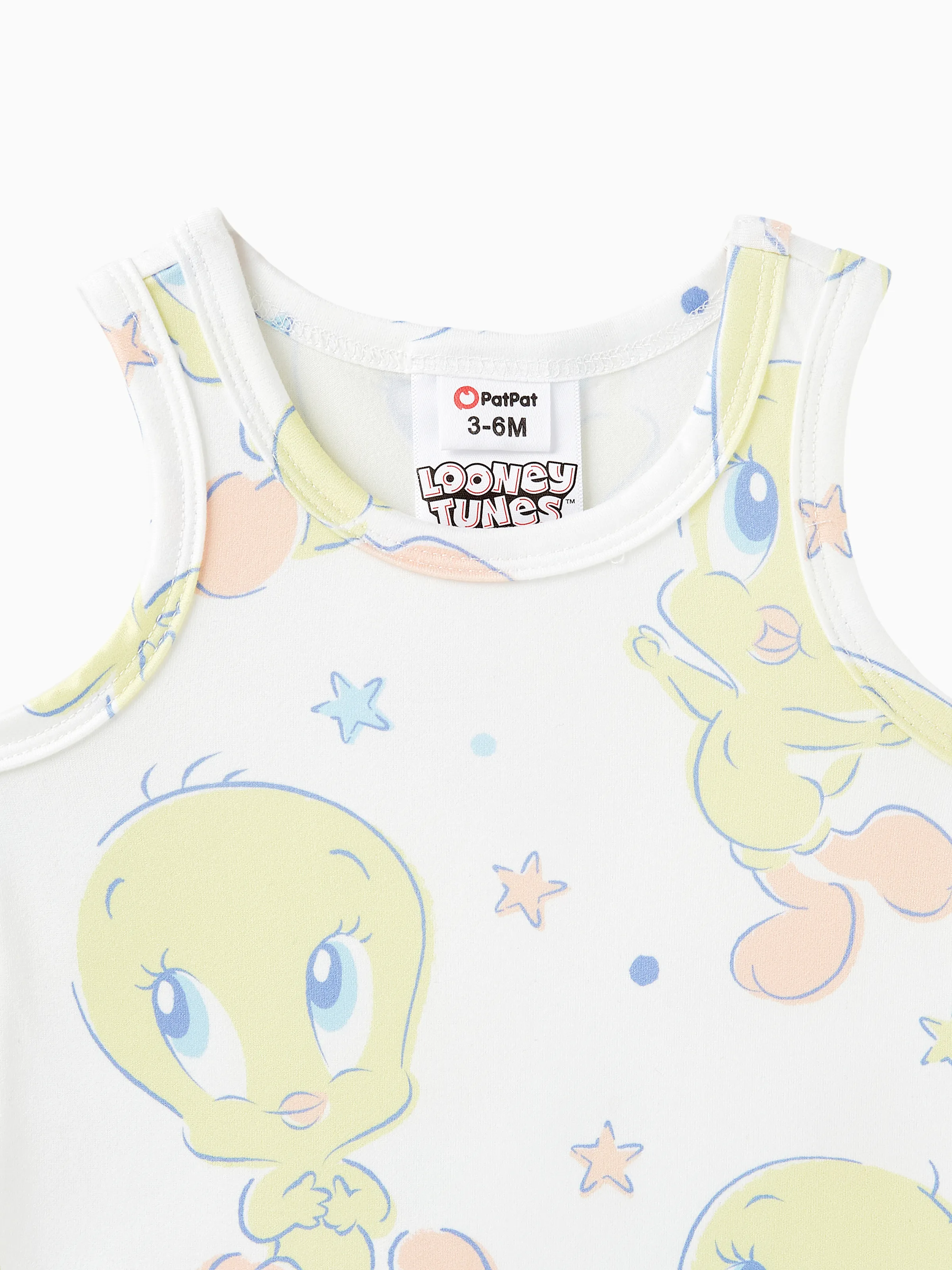 Looney Tunes Baby Boy/Girl Star print Sleeveless Romper
White - Image 3