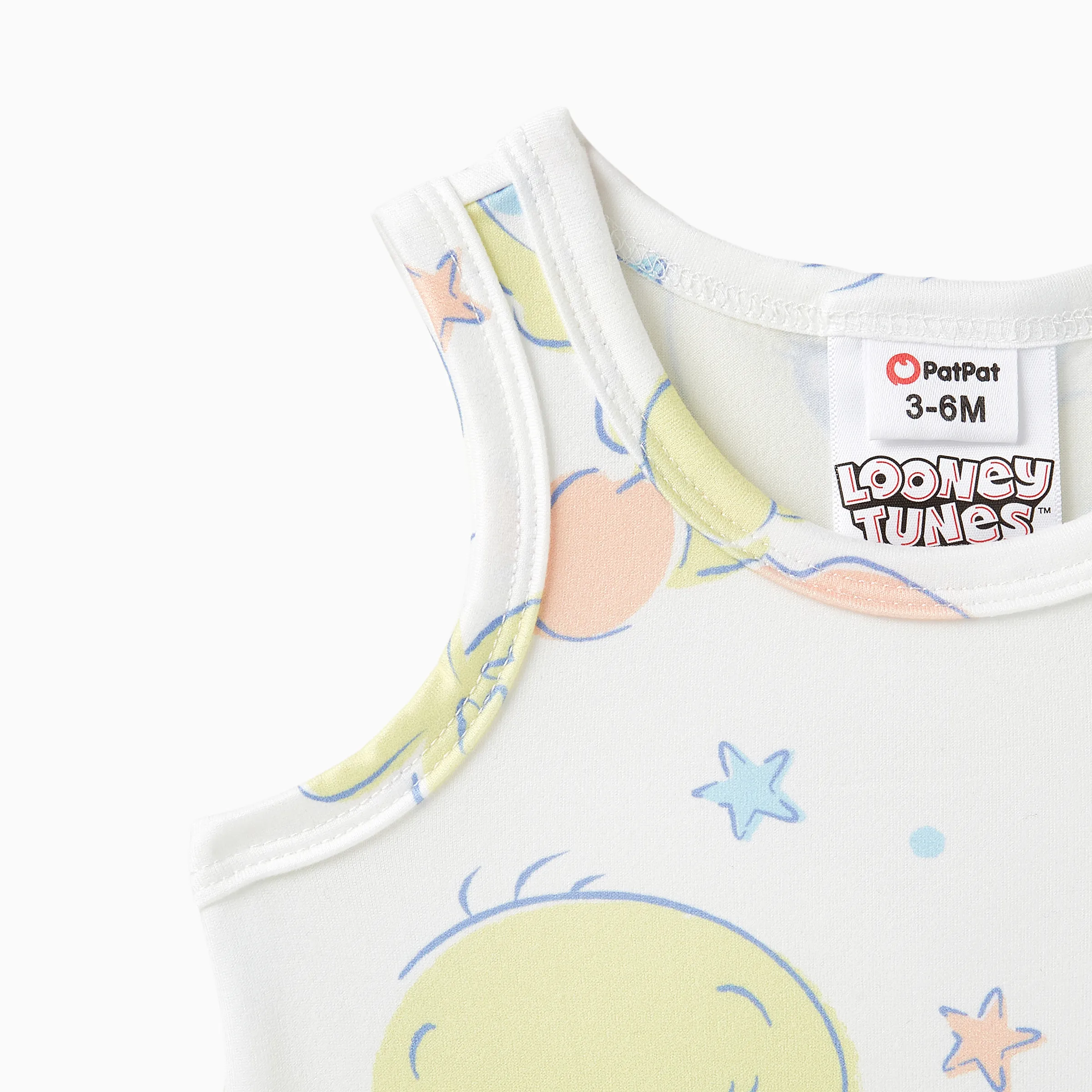 Looney Tunes Baby Boy/Girl Star print Sleeveless Romper
White - Image 4
