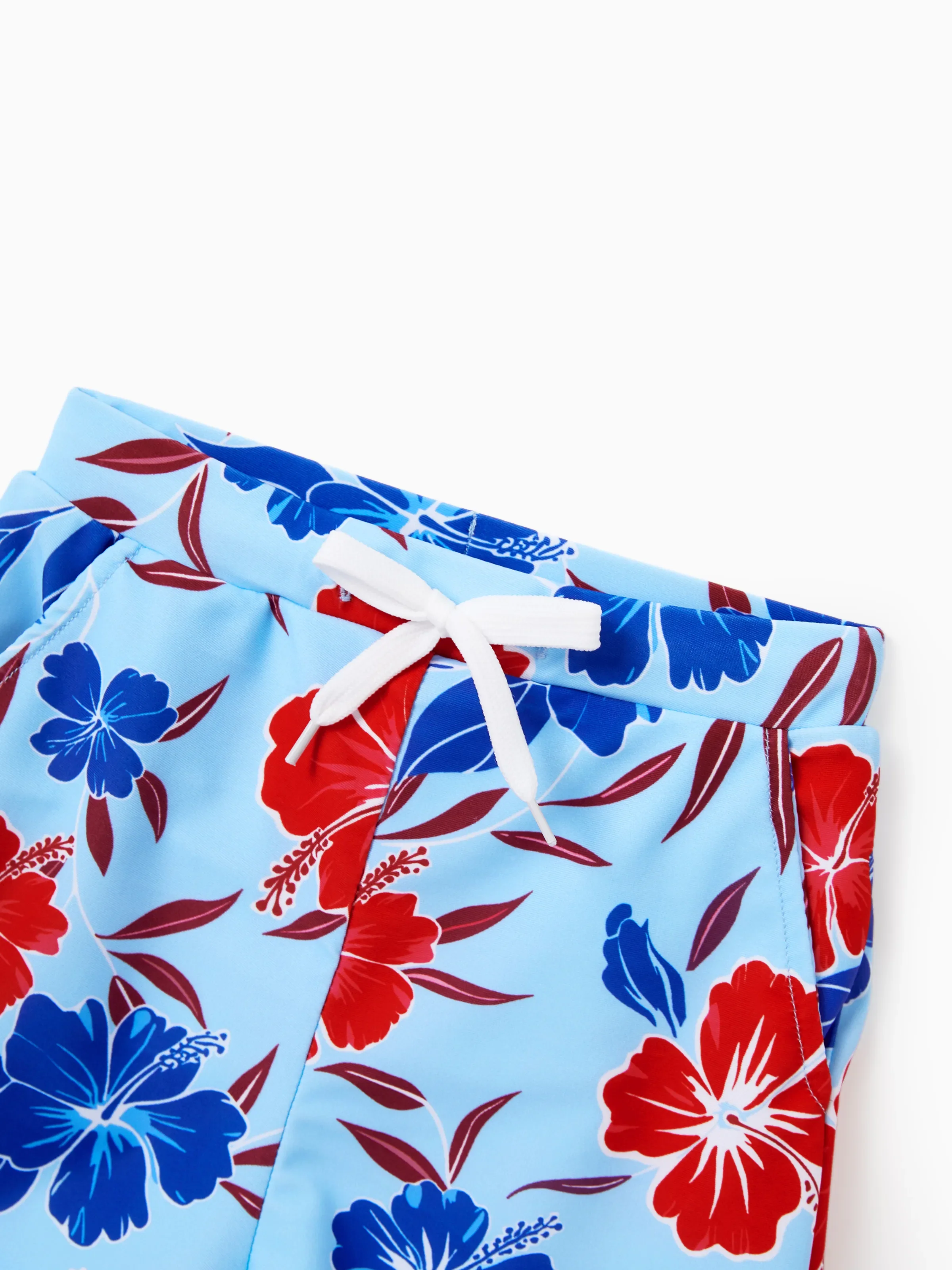 Matching Family Swimwear Floral Print Bikini & Swim Trunks Set for Mom, Dad, & Kids, Perfect for Summer Beach Days & Pool Parties Red - Image 14