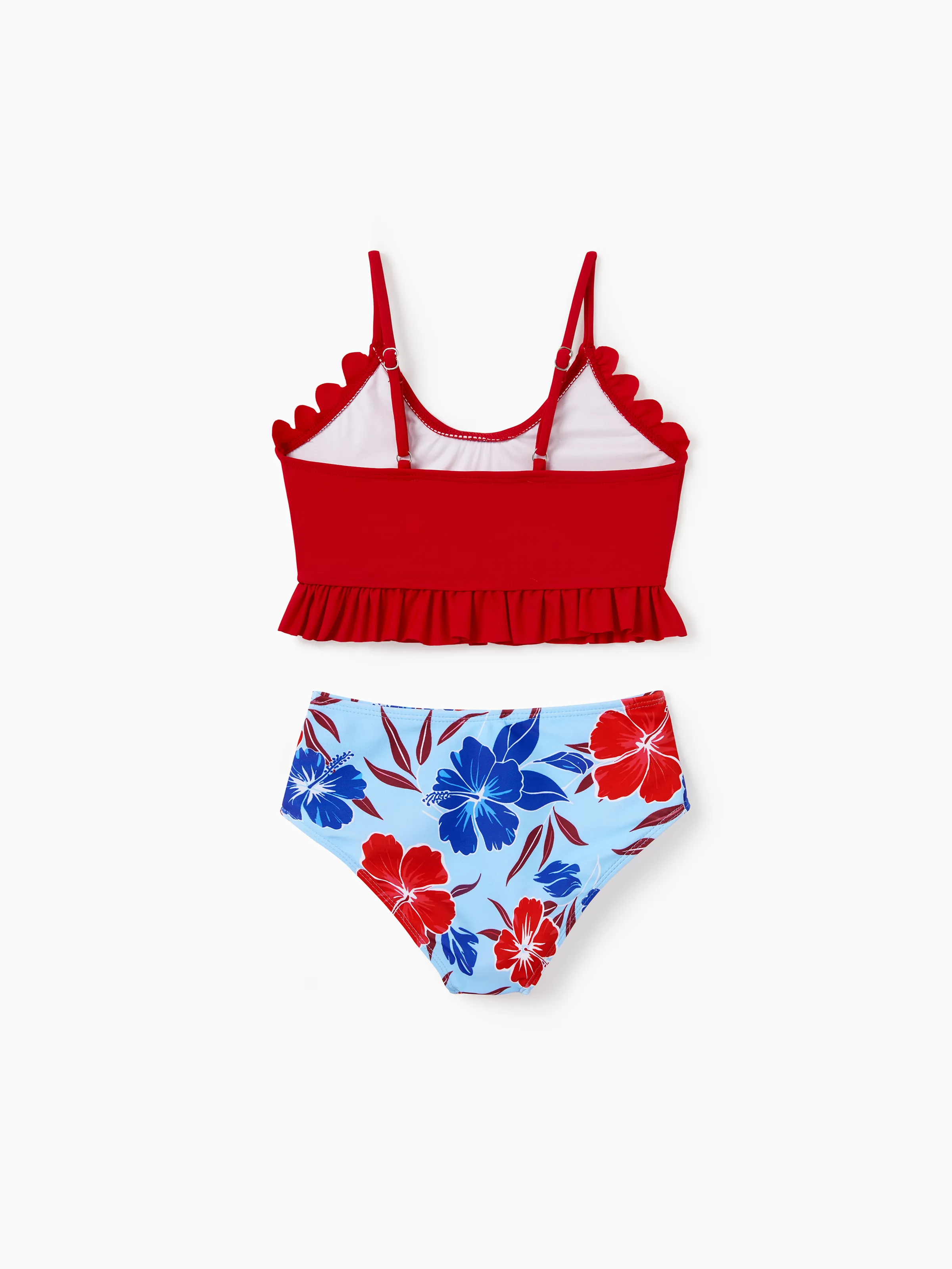Matching Family Swimwear Floral Print Bikini & Swim Trunks Set for Mom, Dad, & Kids, Perfect for Summer Beach Days & Pool Parties Red - Image 8