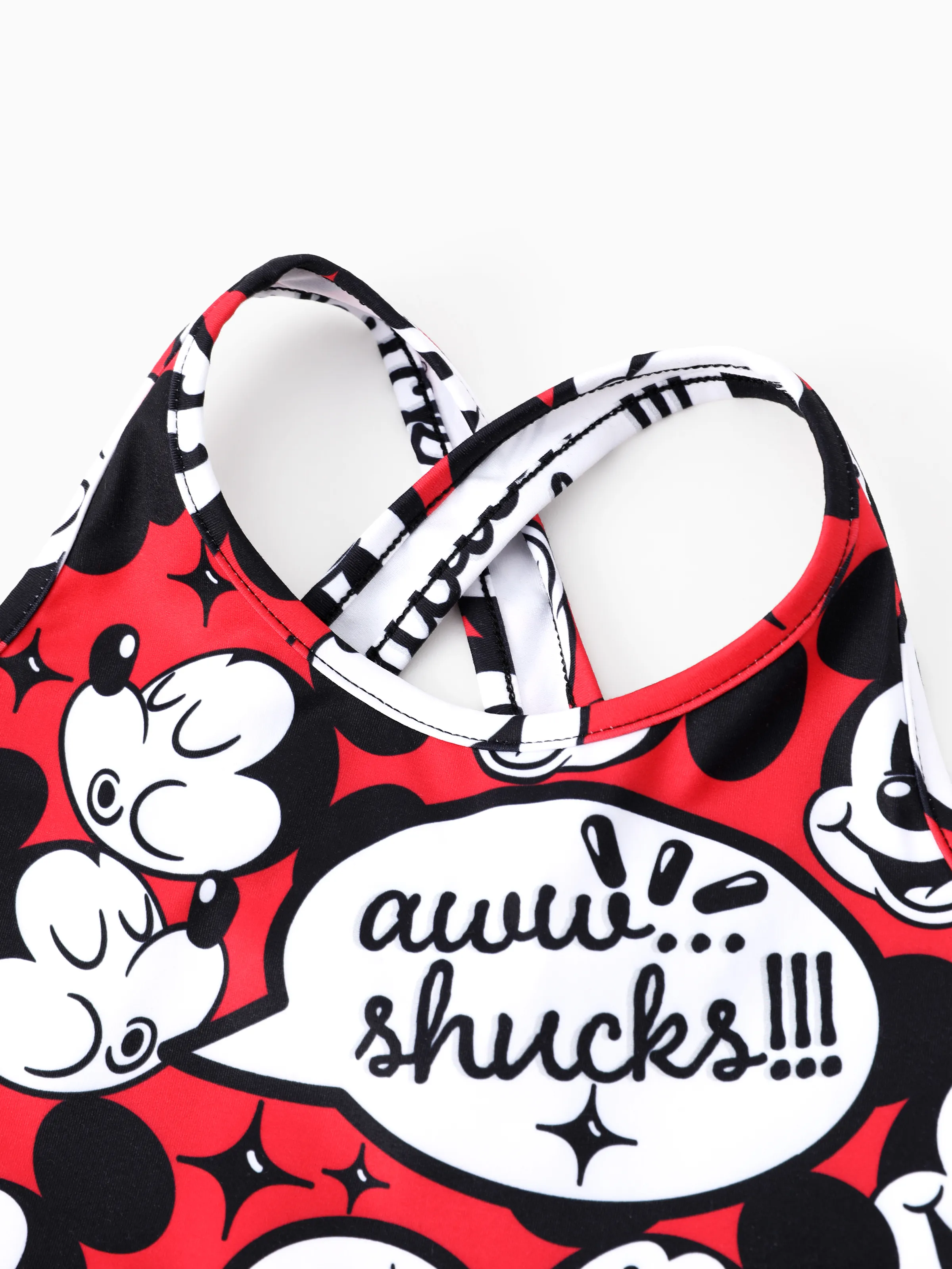 Disney Mickey and Friends Mommy and Me Family matching 1pc Mickey Mouse Graffiti Cotton T-shirt or Colorblock Dress with Built-in Shorts & Pockets or Naia™ Allover Romper  Red - Image 12