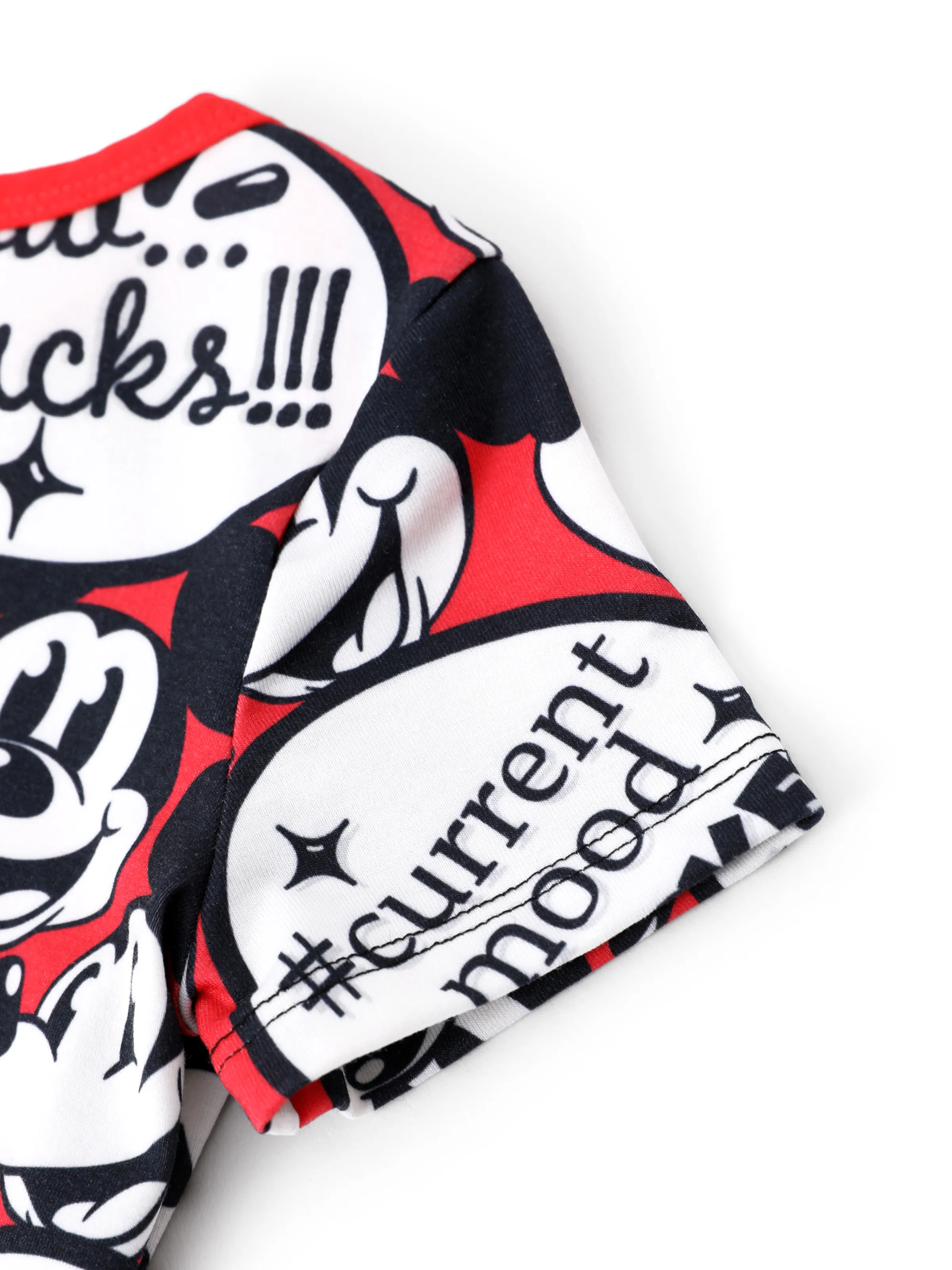 Disney Mickey and Friends Mommy and Me Family matching 1pc Mickey Mouse Graffiti Cotton T-shirt or Colorblock Dress with Built-in Shorts & Pockets or Naia™ Allover Romper  Red - Image 16