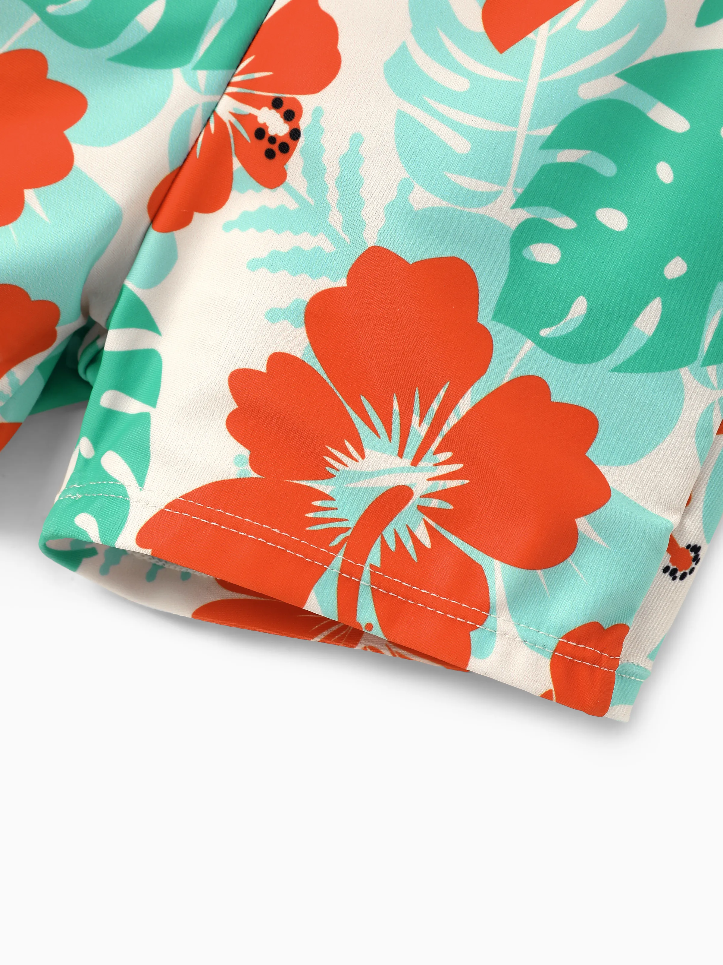 Mommy & Me Tropical Floral Print Ruffle Trim Bikini with Optional Beach Cover-Up Dress Orange - Image 19