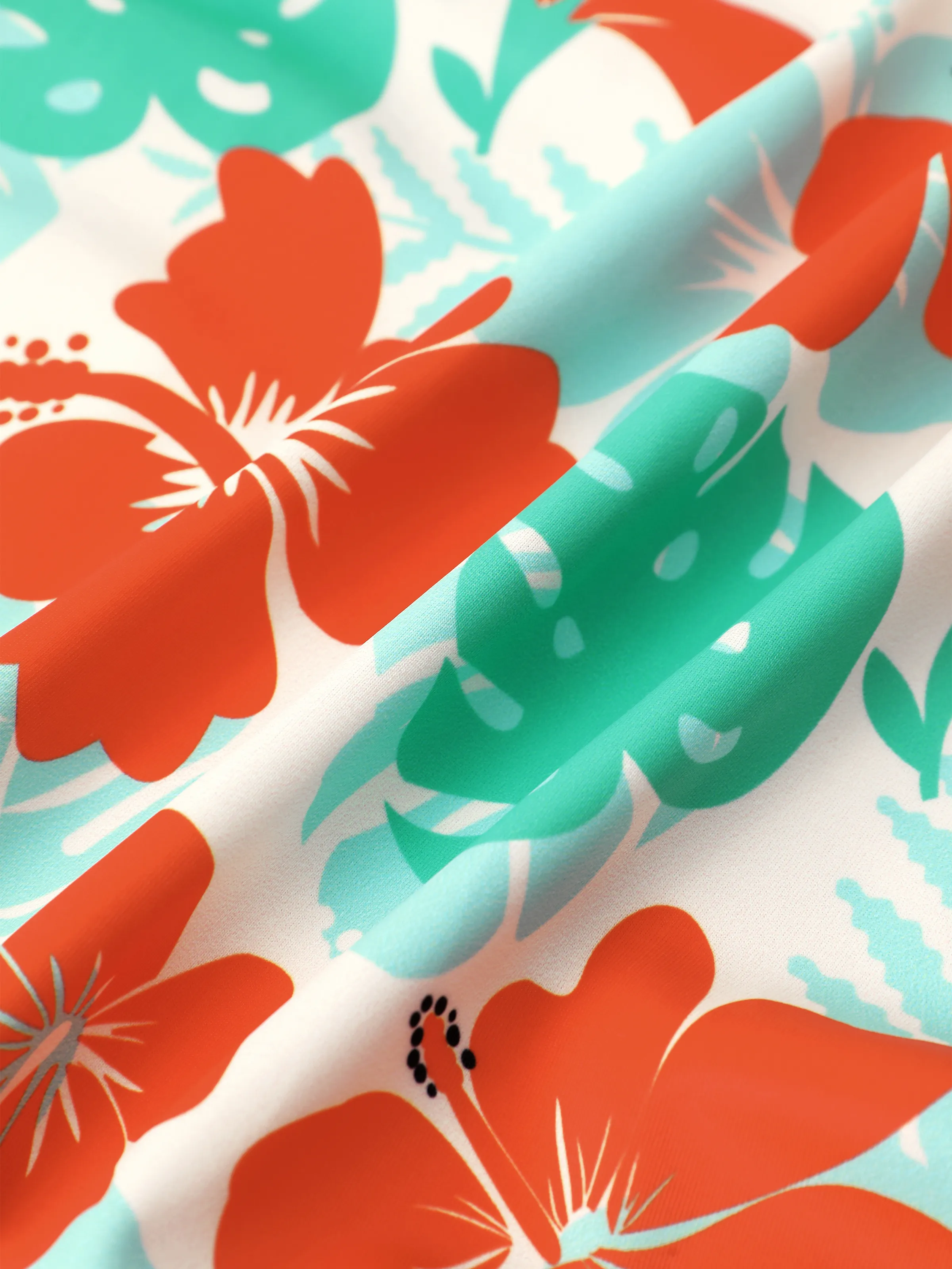 Mommy & Me Tropical Floral Print Ruffle Trim Bikini with Optional Beach Cover-Up Dress Orange - Image 20
