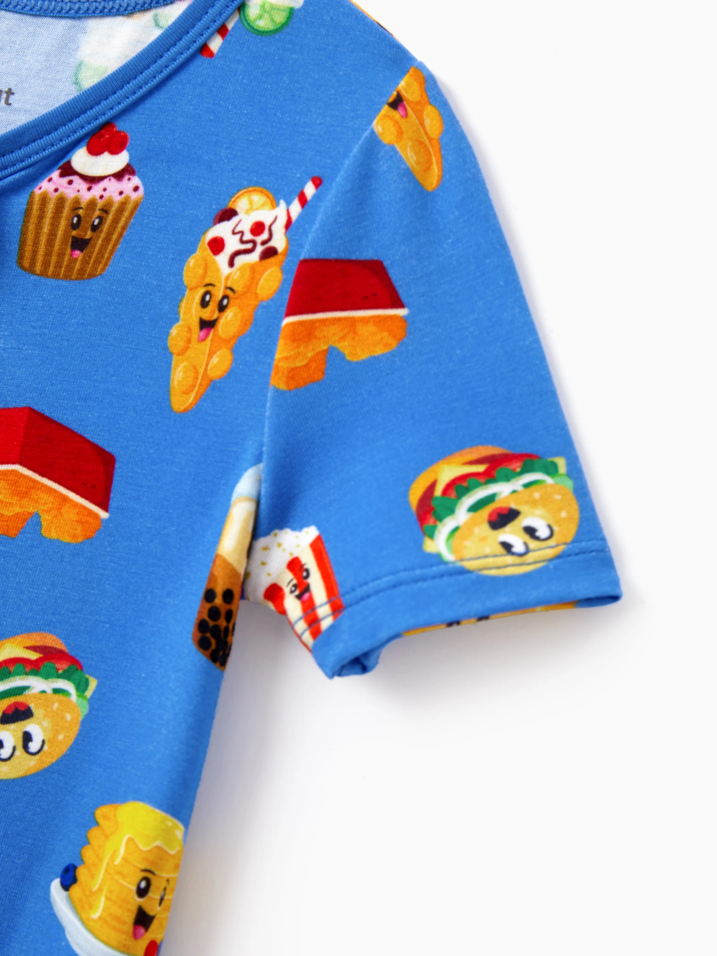 Mommy & me Bamboo Pajamas Buttery Soft Bamboo PJs for Men Women Kids Toddler, Cute Burger & Fries Print Short Sleeve Sleepwear (Snug-Fitting for Children) Royal Blue - Image 22