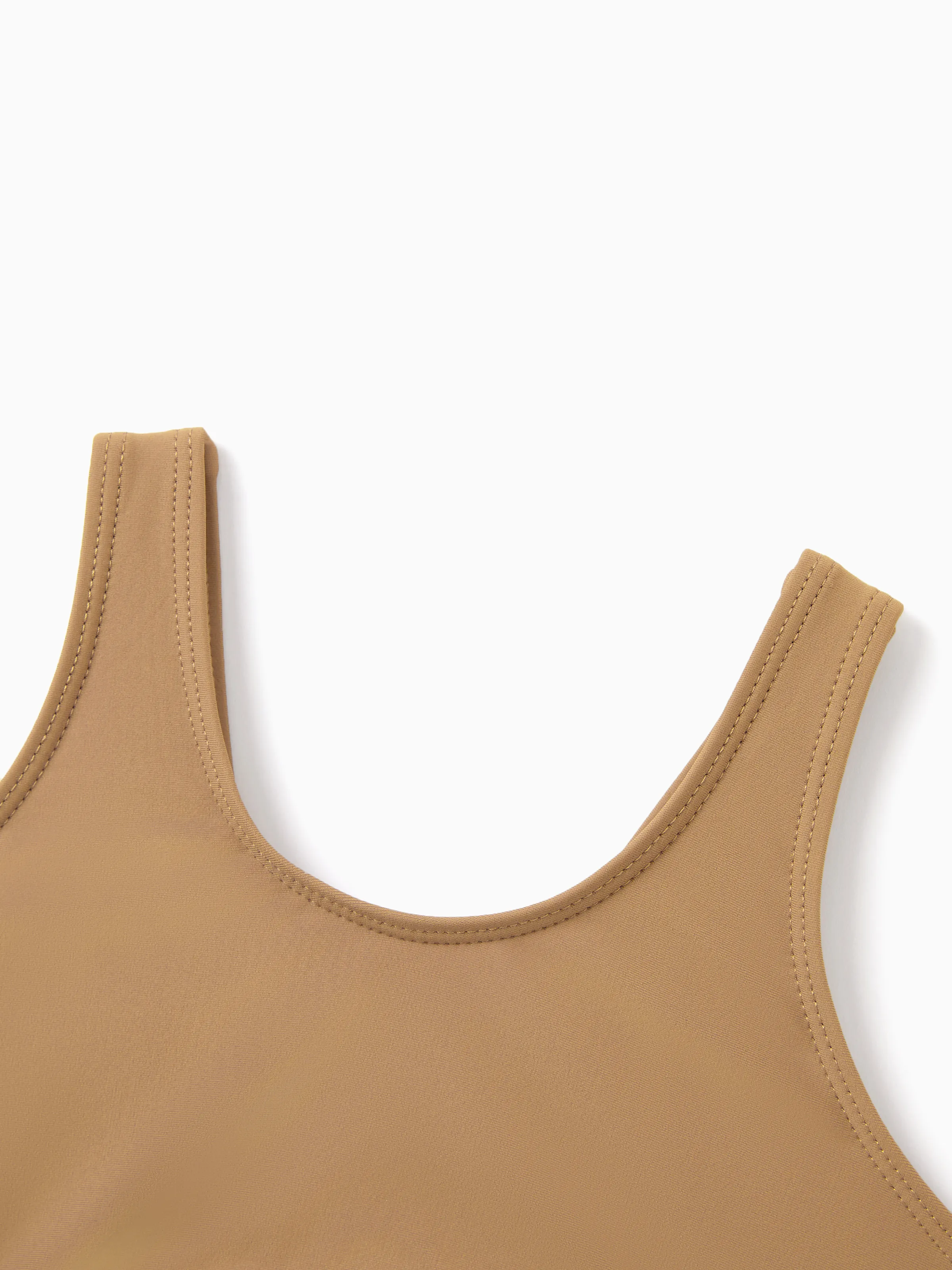 Mommy & me Color Block Swimsuits, Mommy and Me One-Shoulder Cutout Bikini Set Summer Beach Vacation Swimwear Coffee - Image 9
