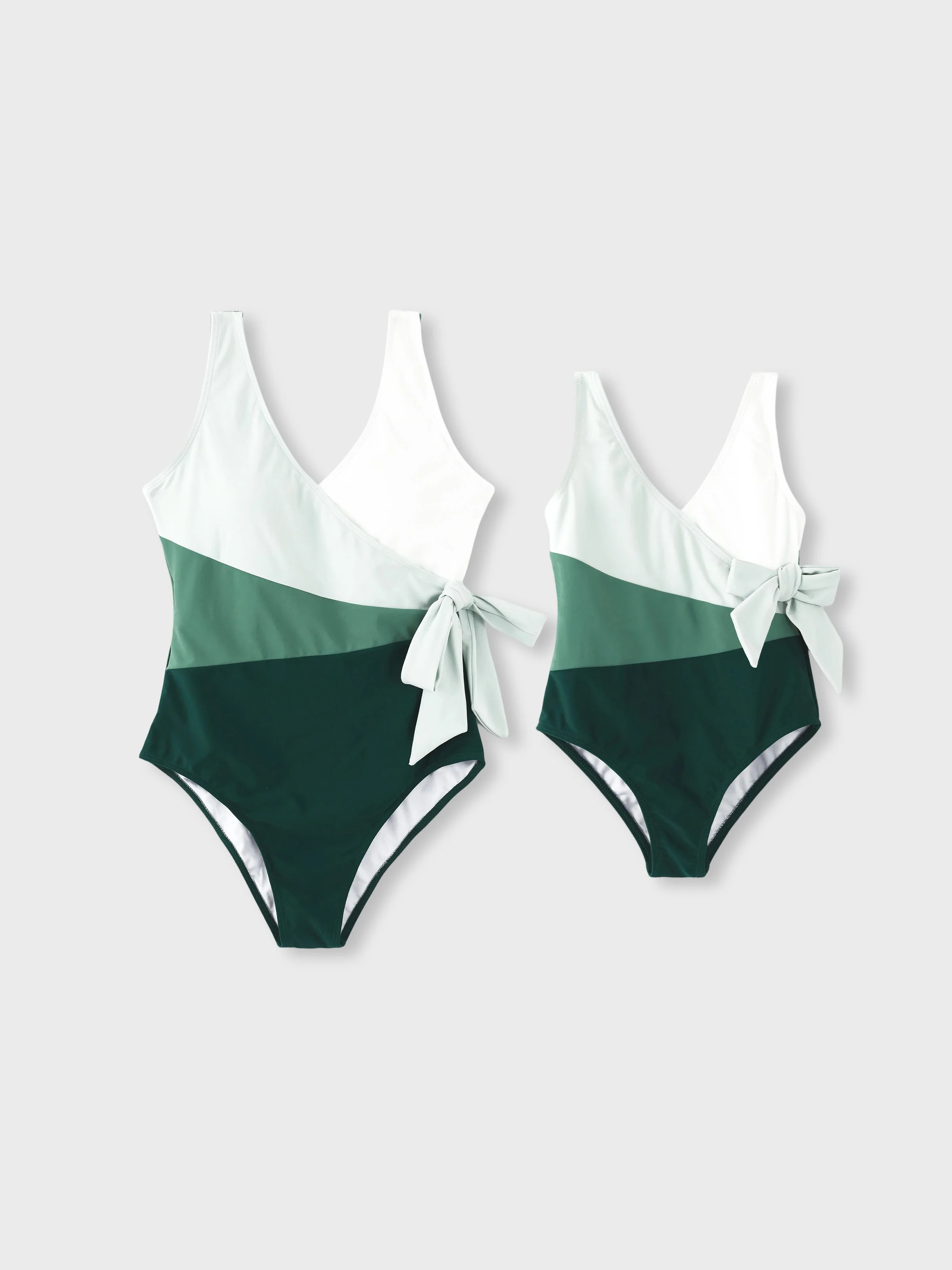 Mommy & me Colorblock Wrap Side V-Neck Swimsuit MultiColour