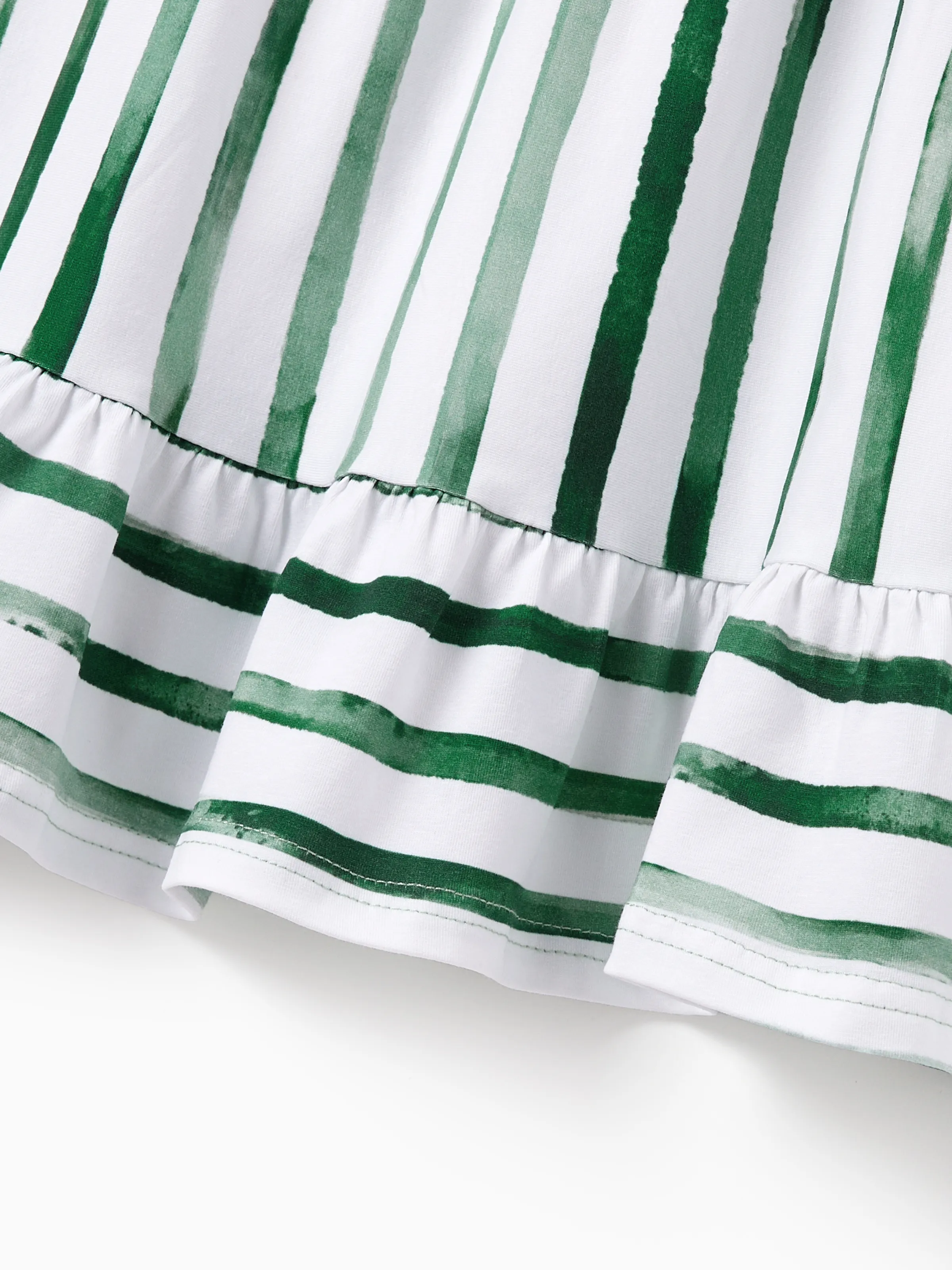 Mommy & me Cotton Outfits Set Green Striped T-Shirt and Dress Set for Dad, Mom, Kids & Baby, Perfect for Summer Family Outings & Photos Green - Image 17
