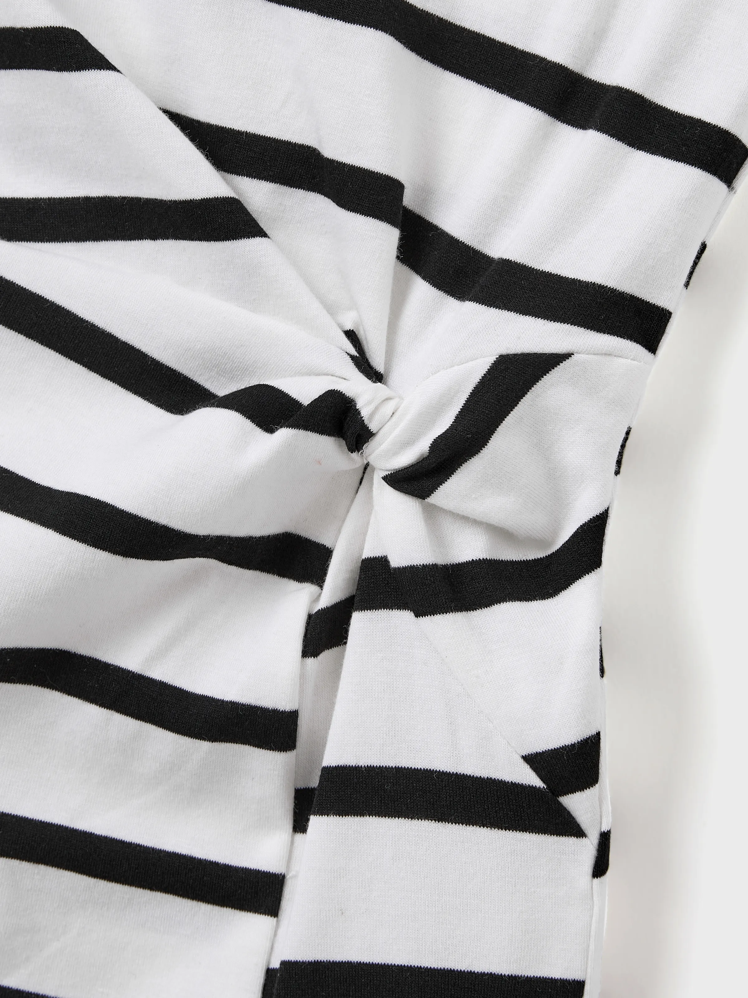 Mommy & me Cotton Set Strap Bodycon Dress Black+White - Image 11