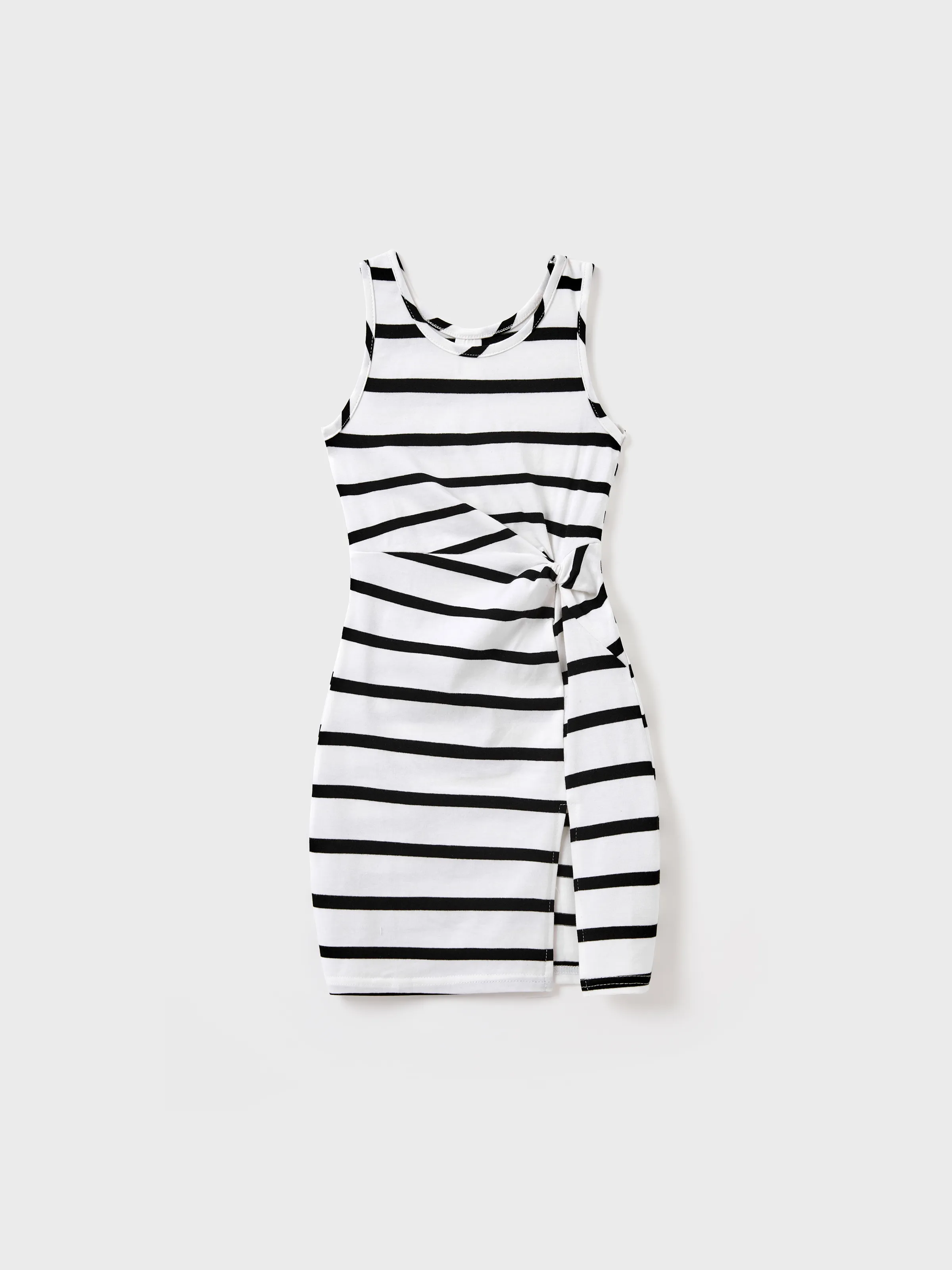Mommy & me Cotton Set Strap Bodycon Dress Black+White - Image 8