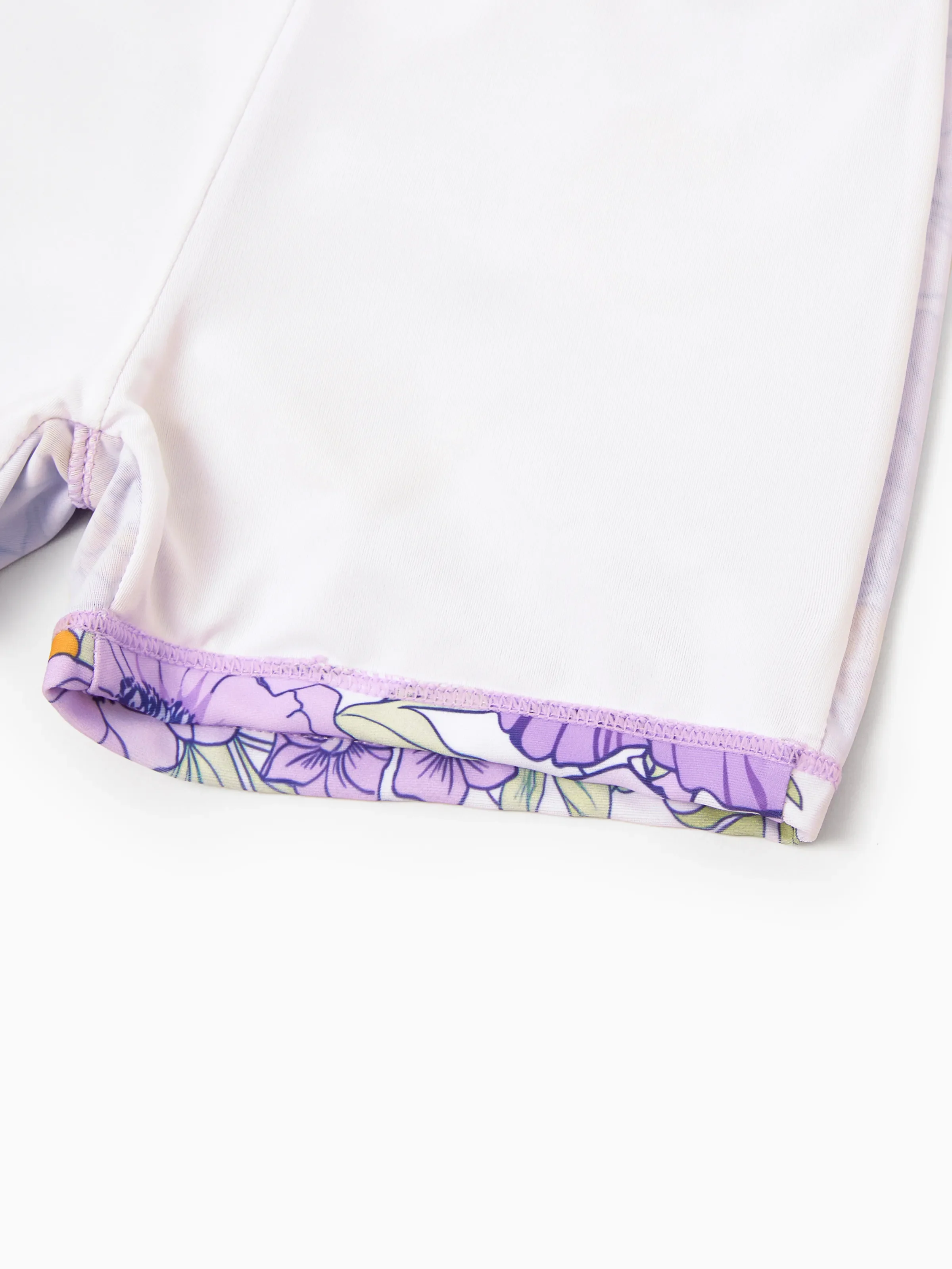 Mommy & me Floral Print Swimsuits Ruffled One-Piece Bathing Suit & Swim Trunks Set Purple - Image 23