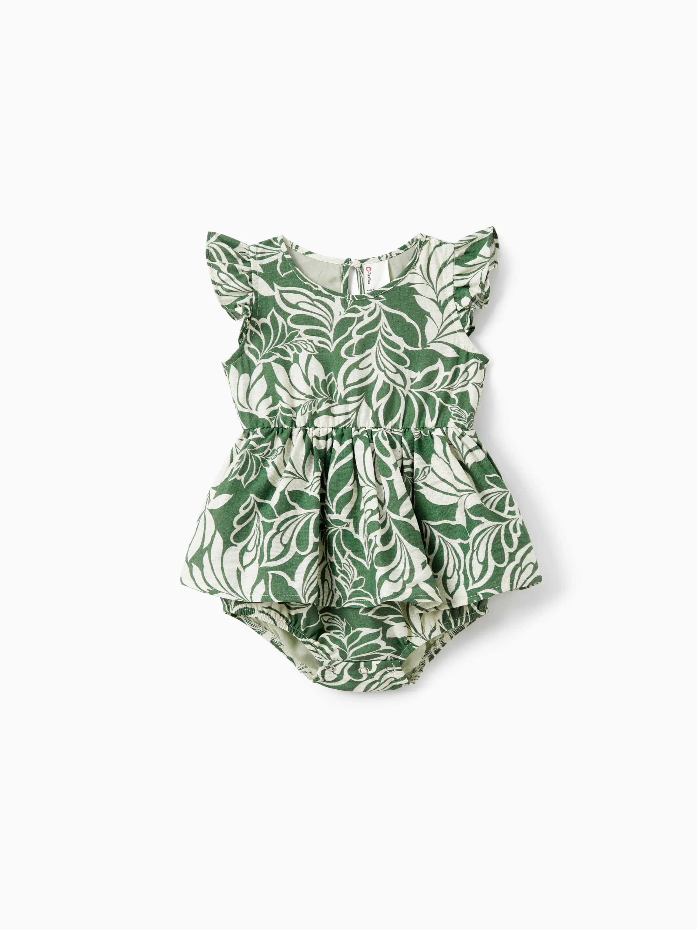 Mommy & me Leaf Print Halter Dress Green Set Green - Image 14