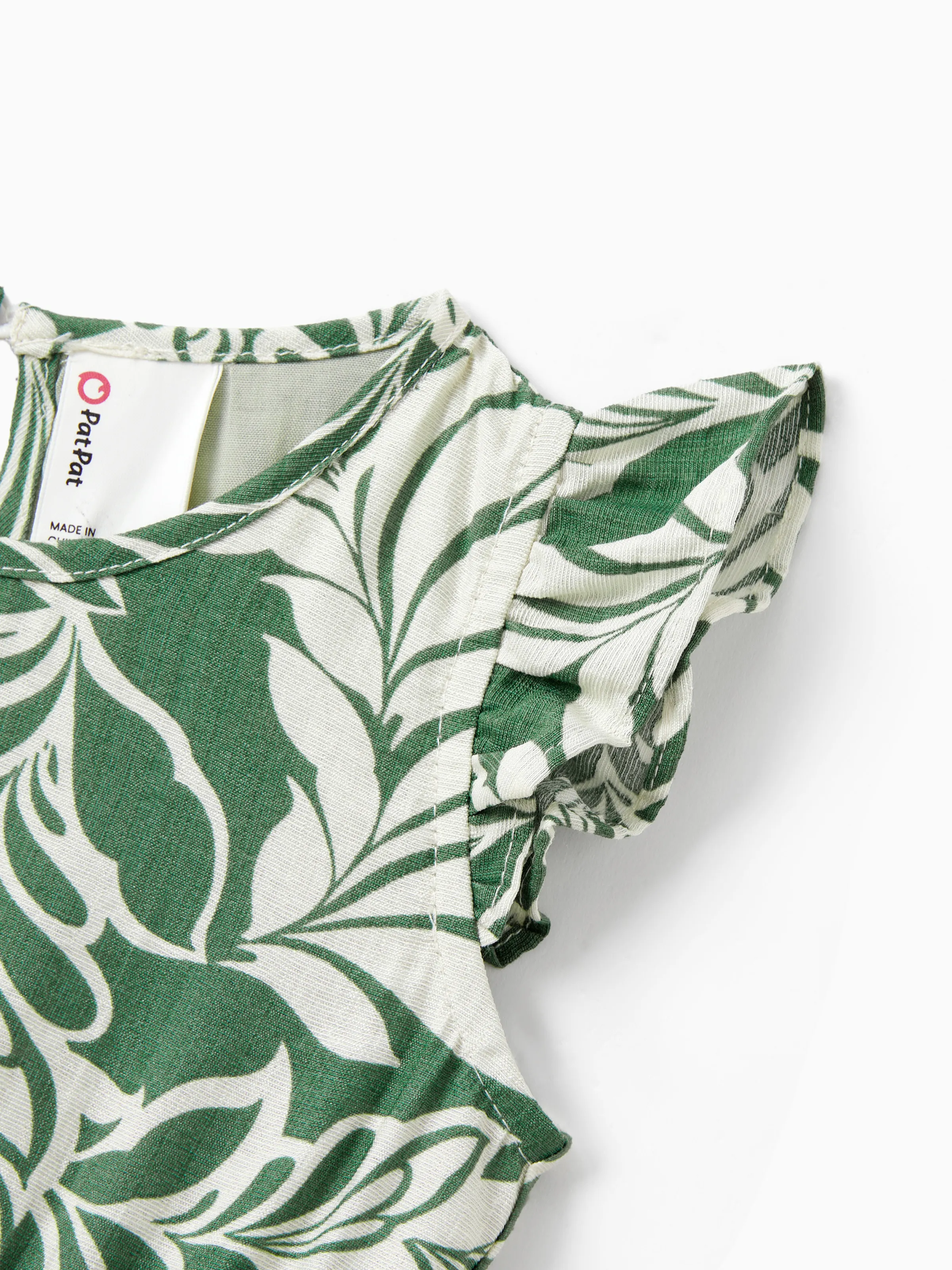 Mommy & me Leaf Print Halter Dress Green Set Green - Image 16