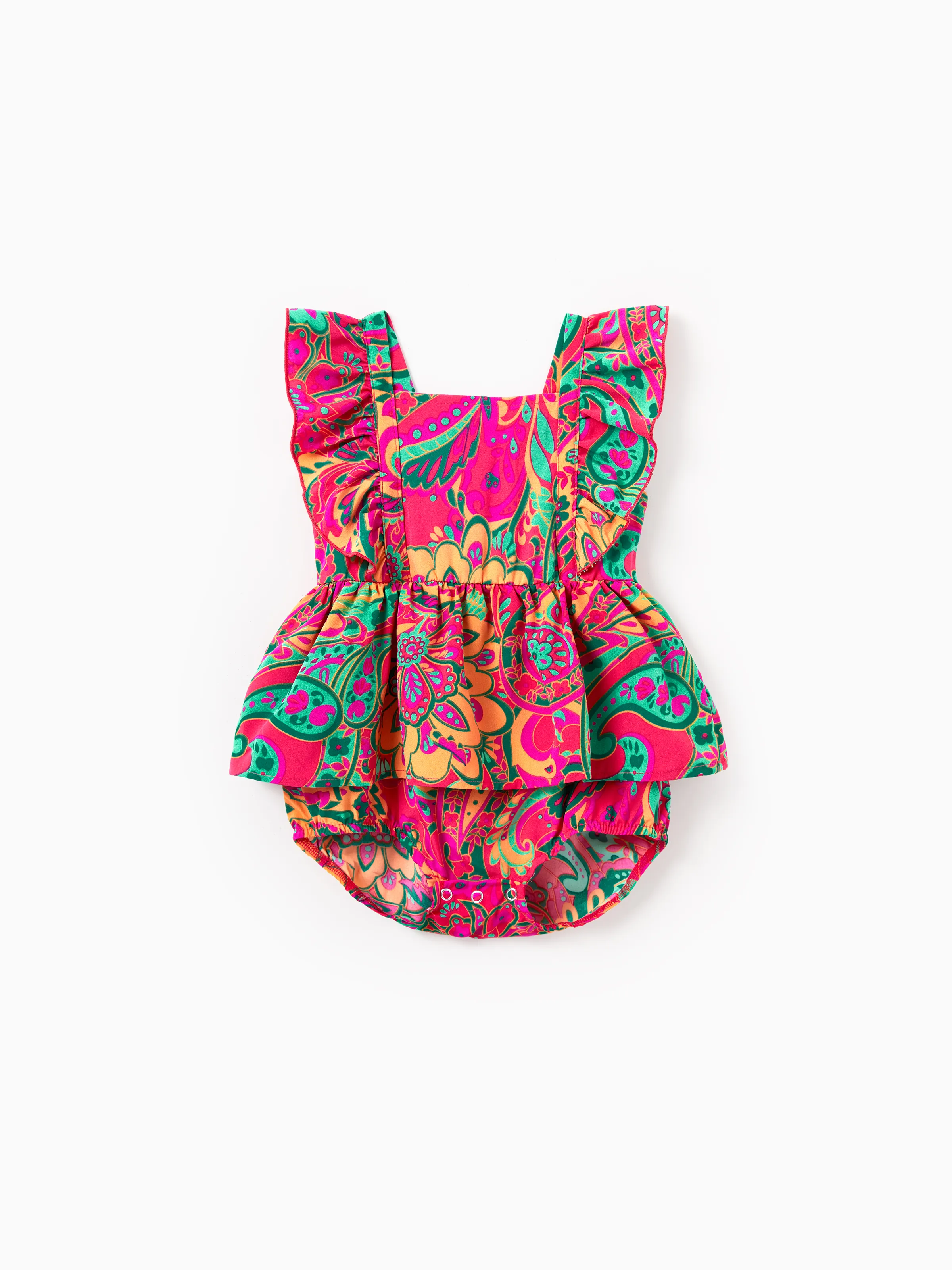 Mommy & me Outfit Set Sleeveless Halter Belted Dress or Short-sleeve Collar Shirt for Summer Vacation Hot Pink - Image 13
