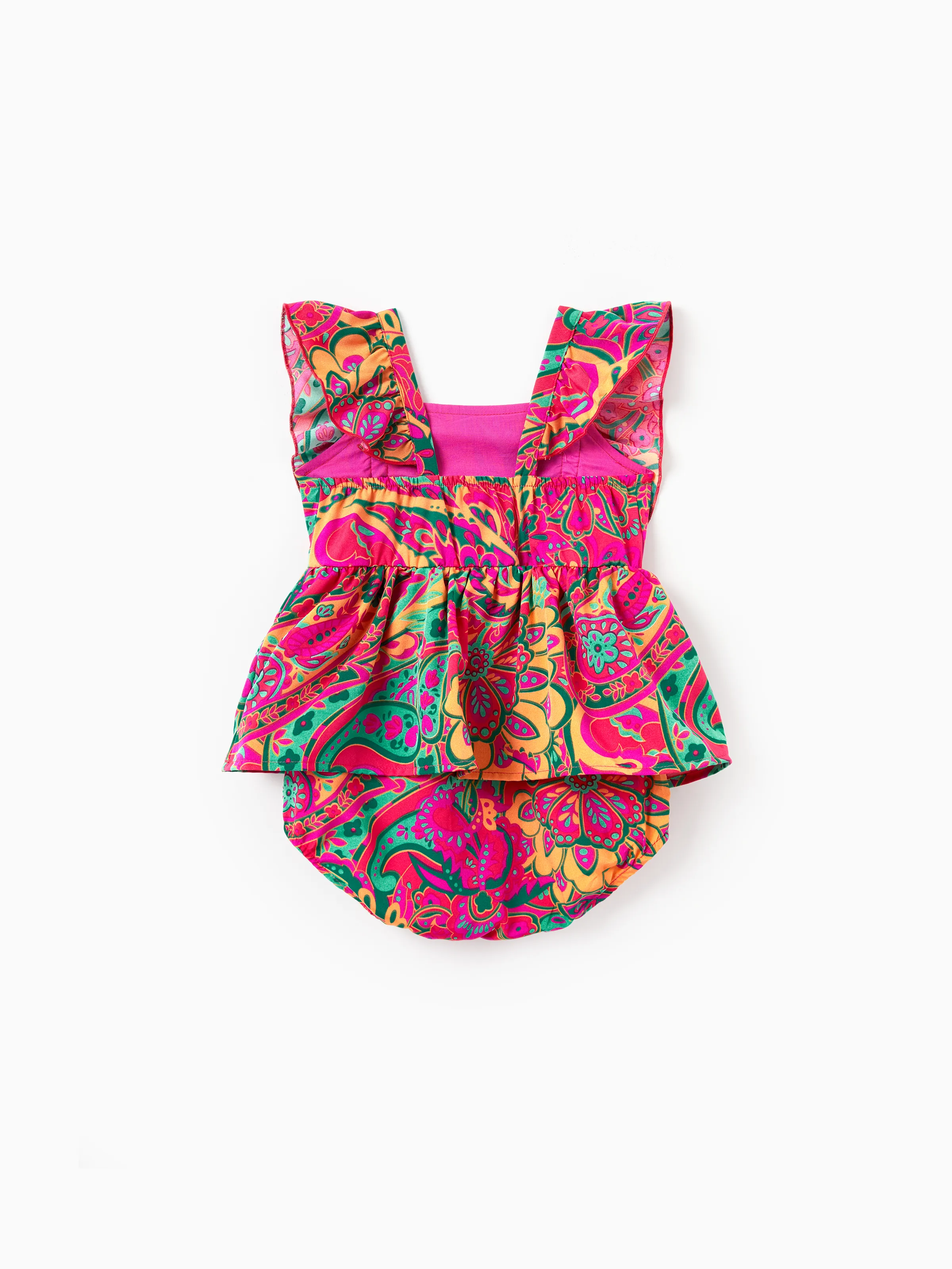 Mommy & me Outfit Set Sleeveless Halter Belted Dress or Short-sleeve Collar Shirt for Summer Vacation Hot Pink - Image 14