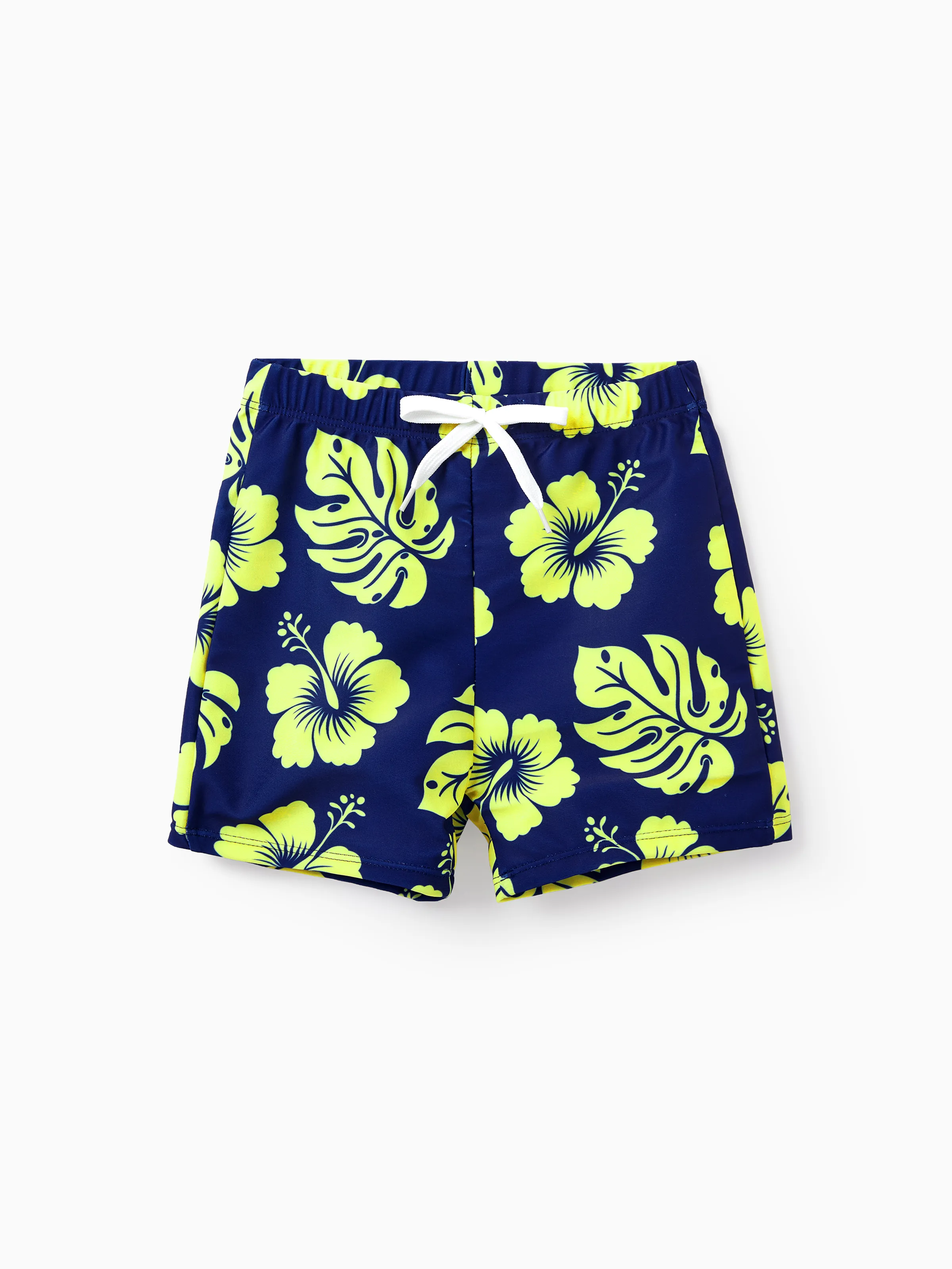 Mommy & me Tropical Floral Swimsuits Halter Bikini & Swim Trunks Set Deep Blue - Image 20