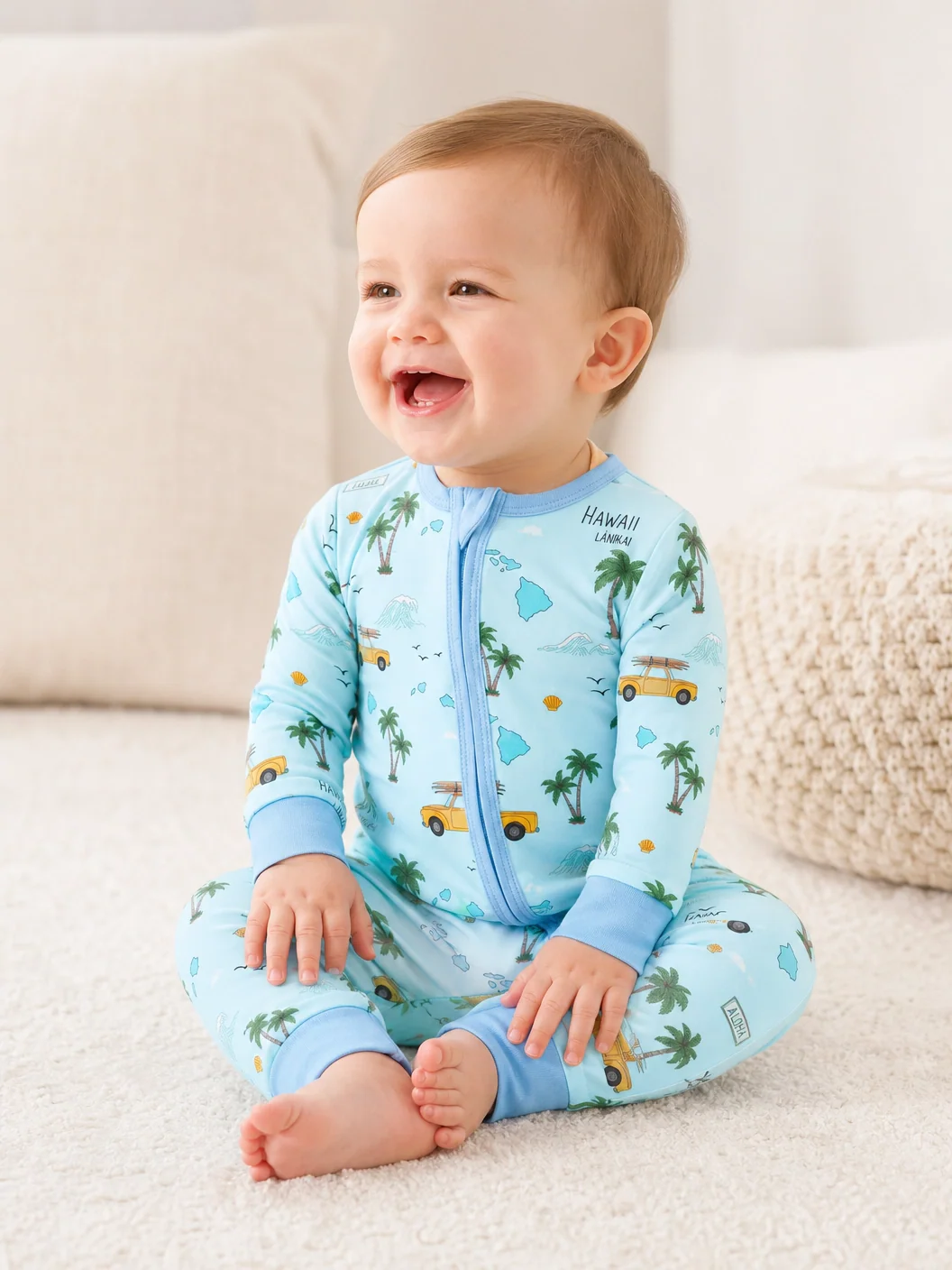 Little Explorers Bamboo Zip-Up Baby Pajamas - Image 3