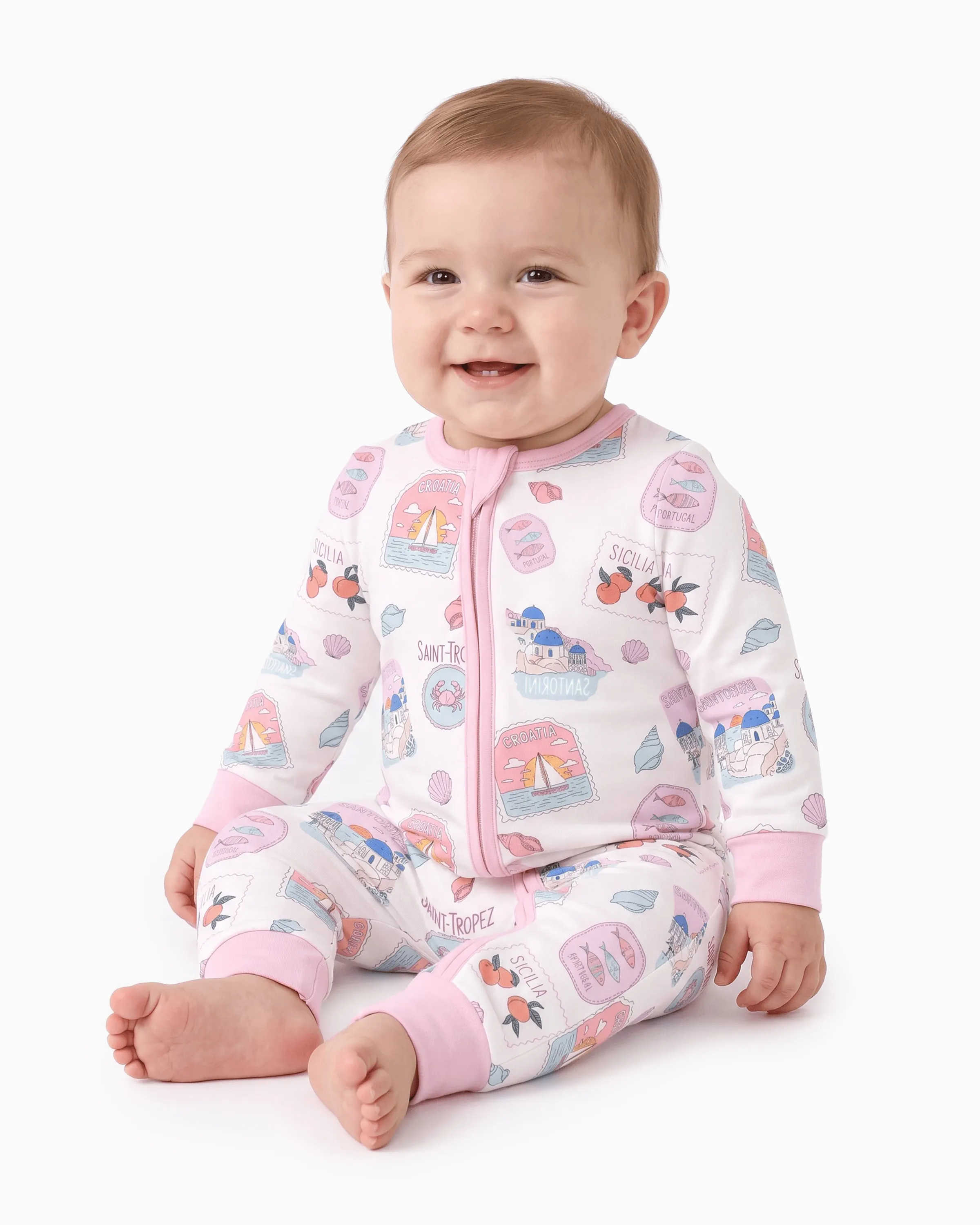 Little Explorers Bamboo Zip-Up Baby Pajamas - Image 3