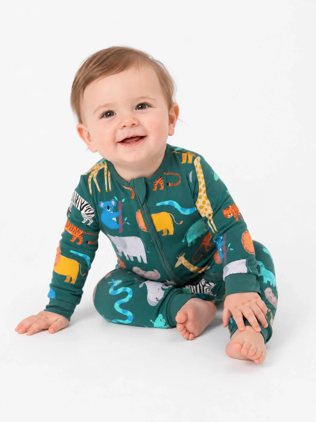 Little Explorers Bamboo Zip-Up Baby Pajamas - Image 3