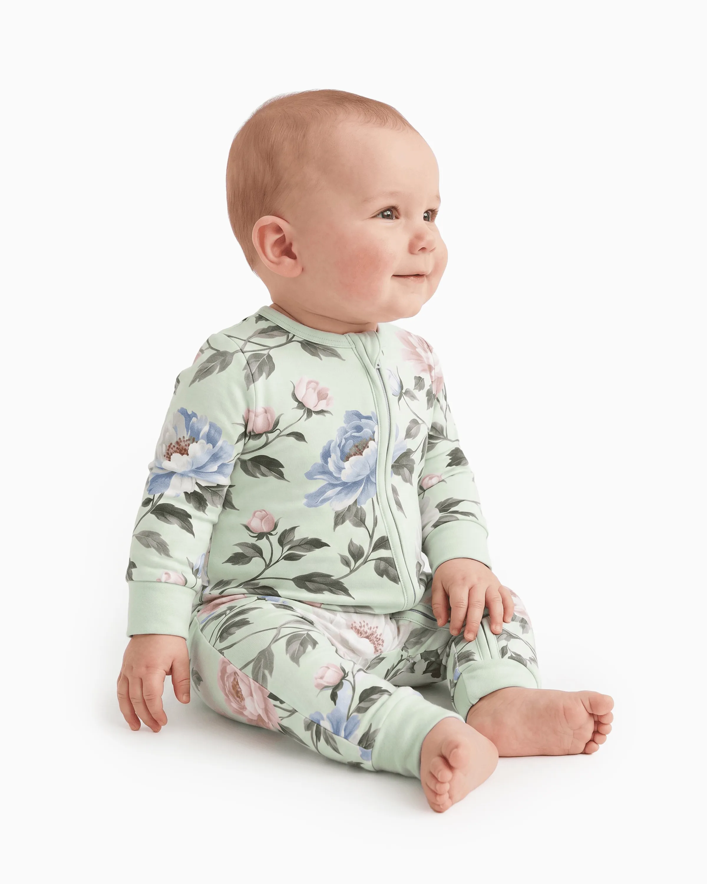 Bloom & Blossoms Bamboo Zip-Up Baby Pajamas - Image 3