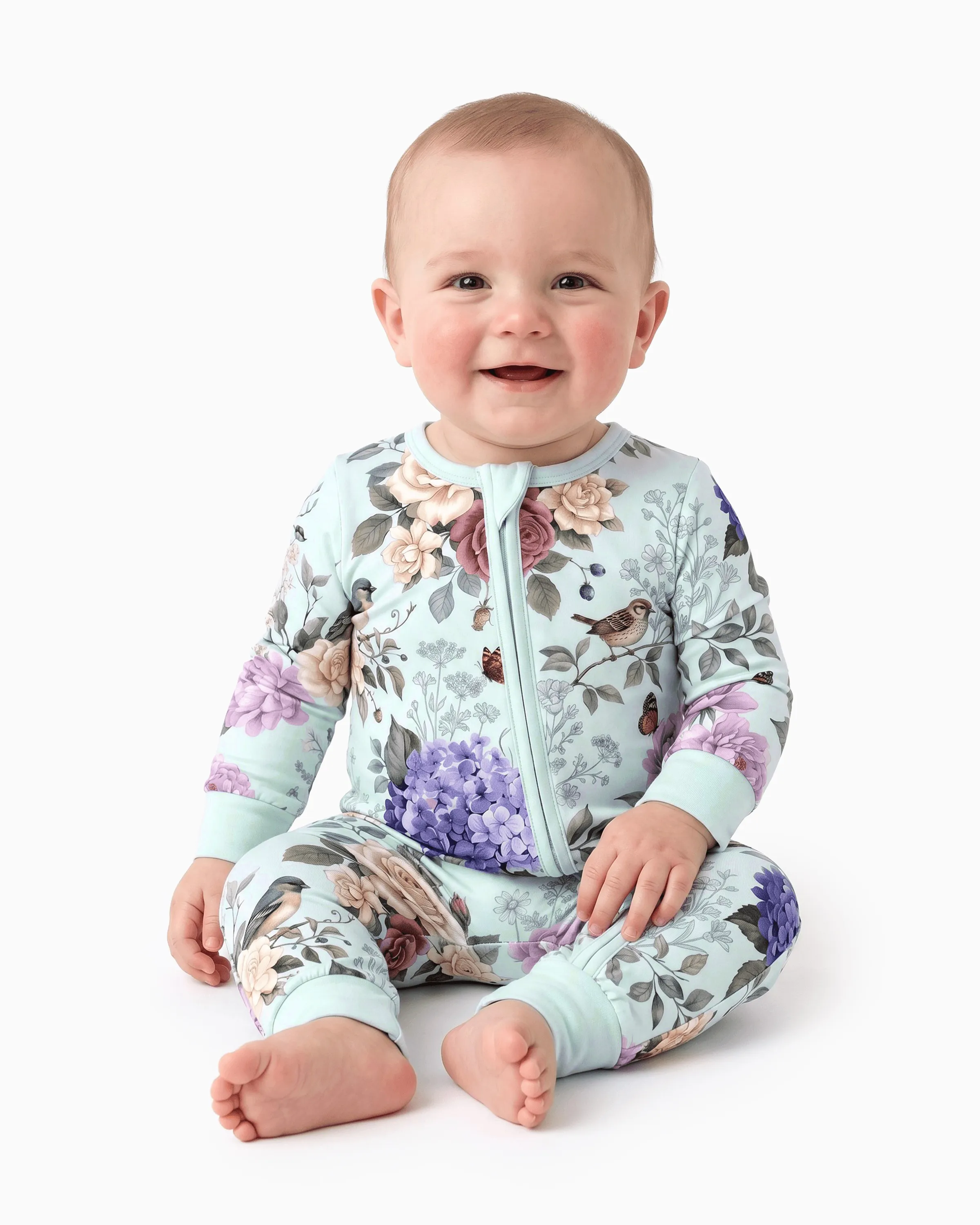 Bloom & Blossoms Bamboo Zip-Up Baby Pajamas - Image 2