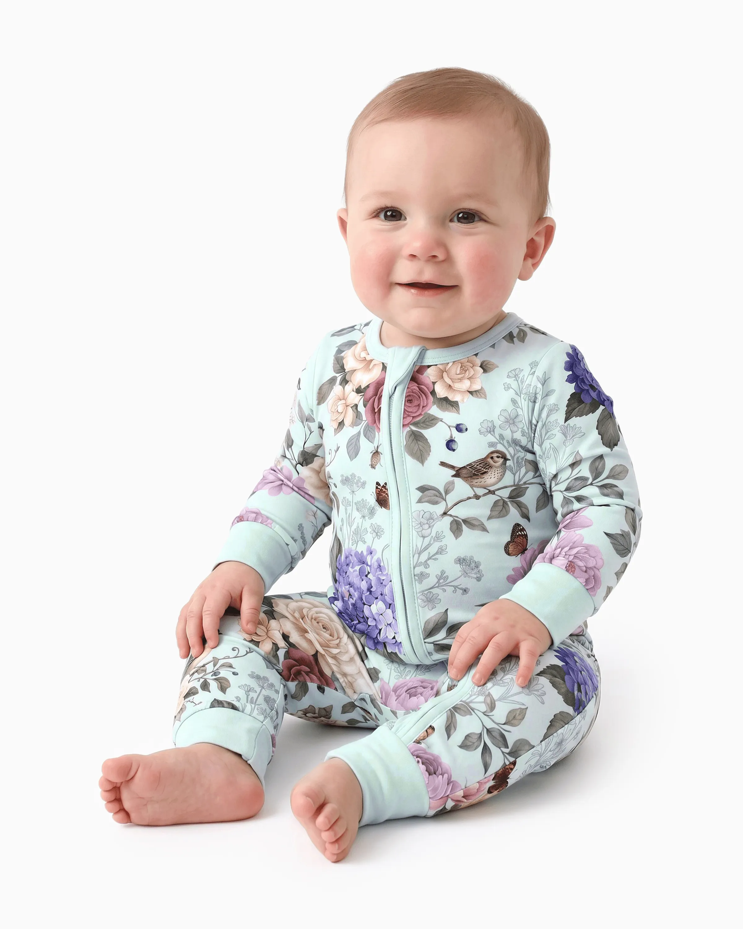 Bloom & Blossoms Bamboo Zip-Up Baby Pajamas - Image 3