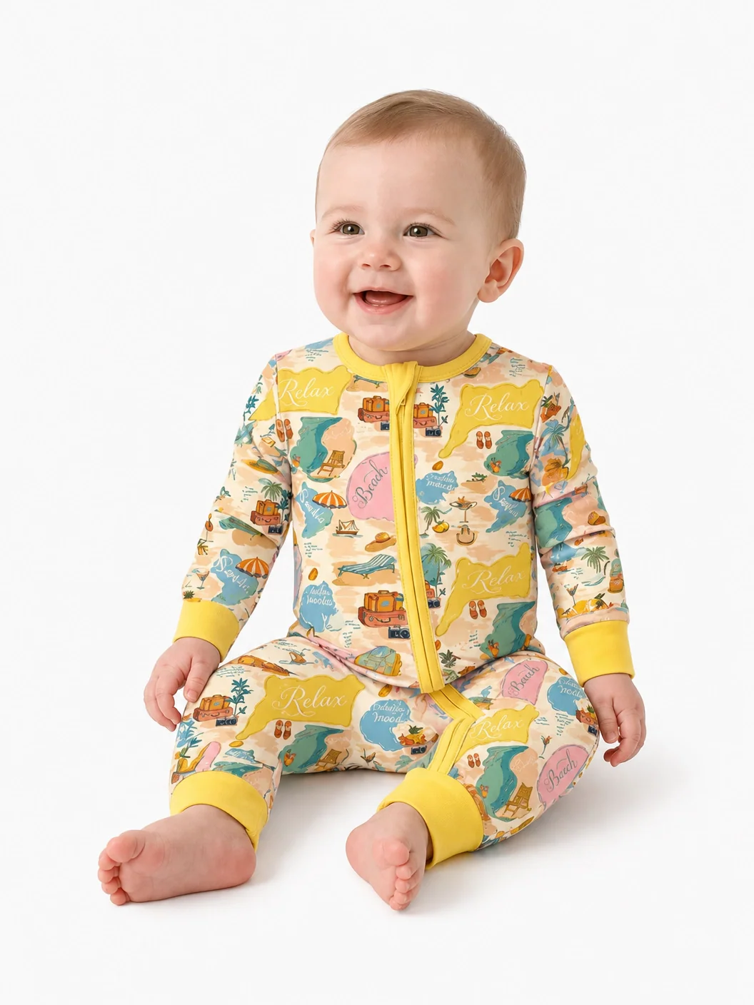 Little Explorers Bamboo Zip-Up Baby Pajamas - Image 3