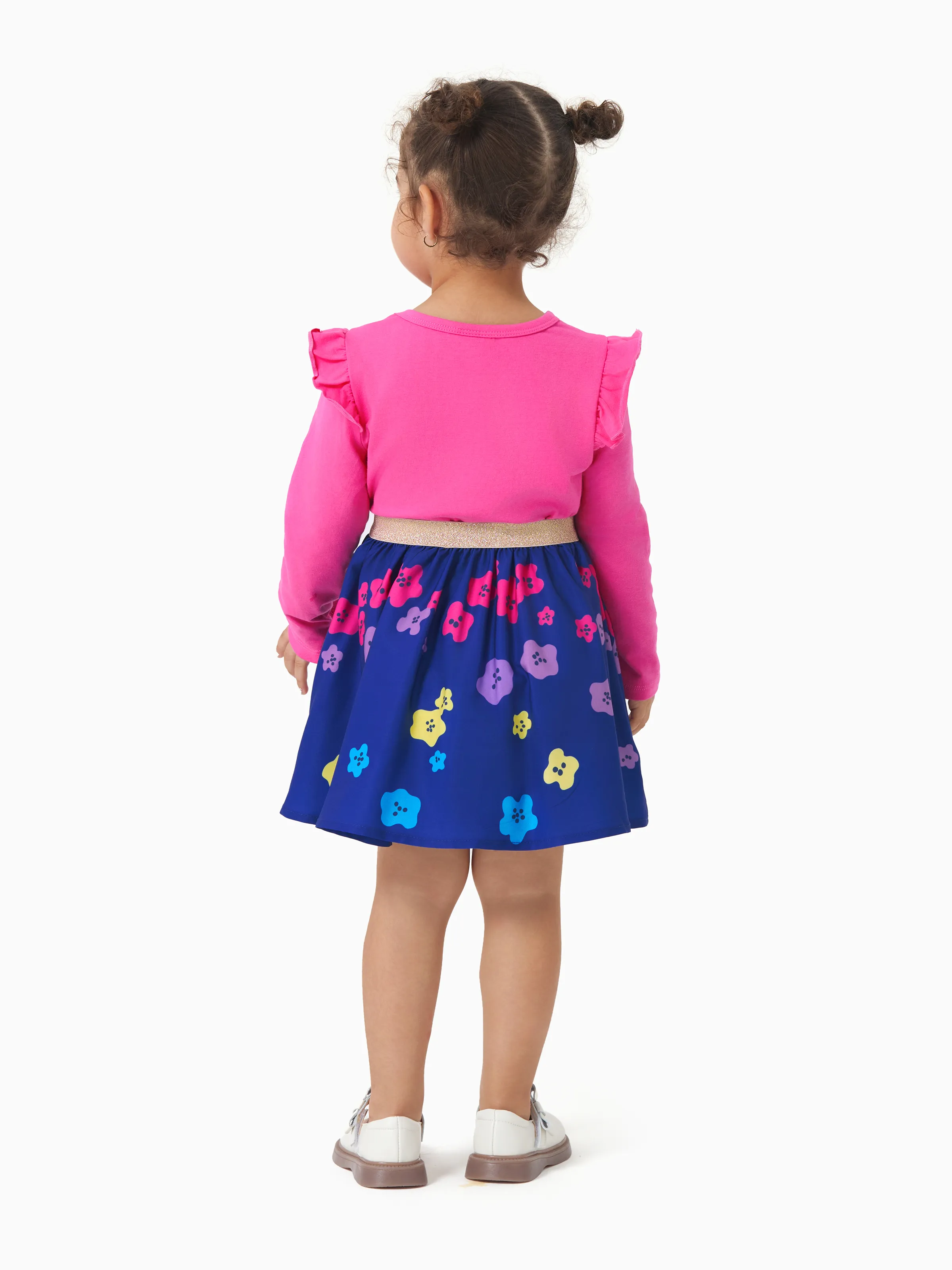 Peppa Pig Toddler Girl 2pcs Strawberry Donuts Flutter Long-sleeve T-shirt with Skirt Set Hot Pink - Image 2