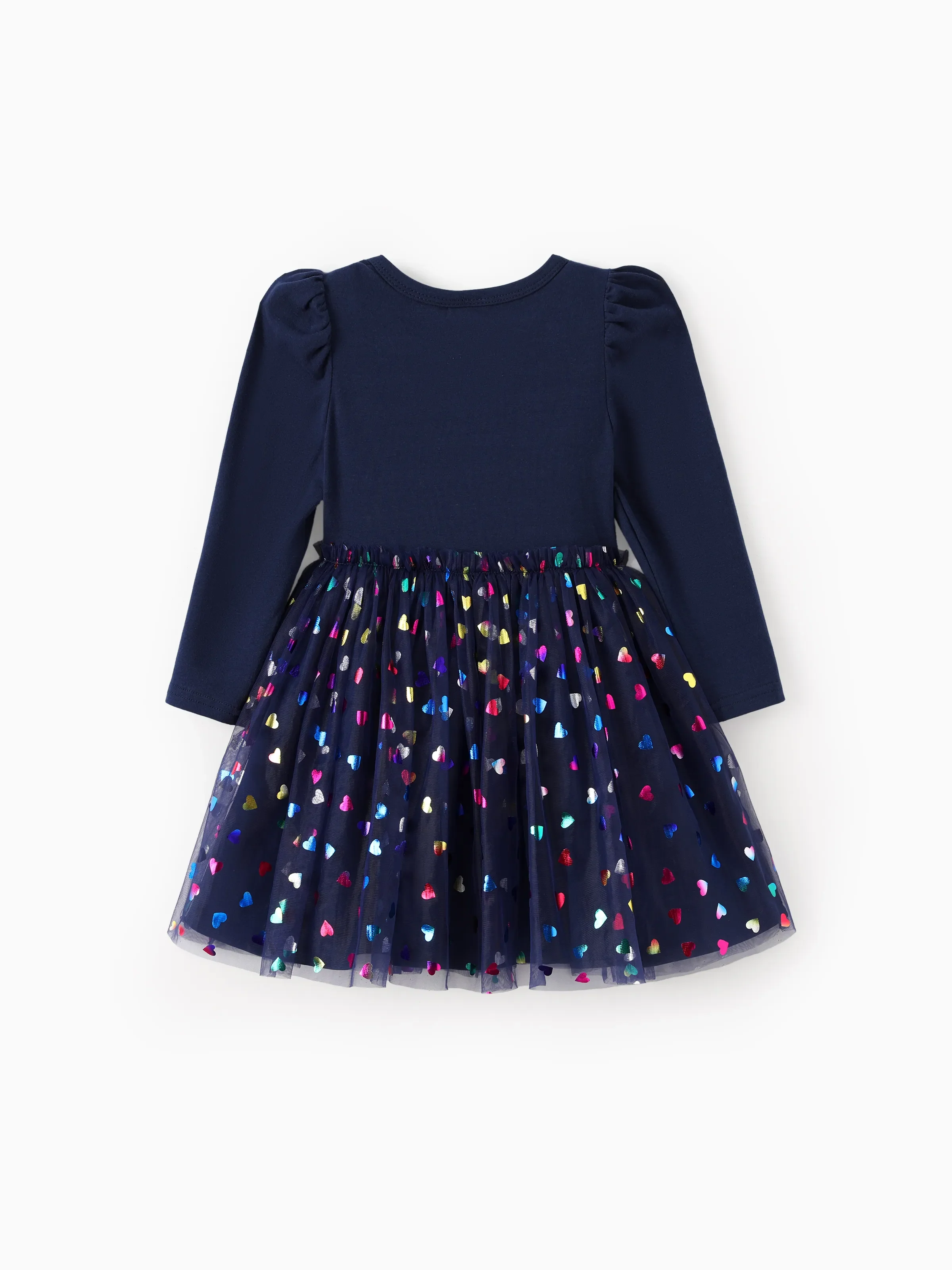 Peppa Pig Toddler Girl Peppa Pattern Long Sleeve Cotton Dress Deep Blue - Image 2