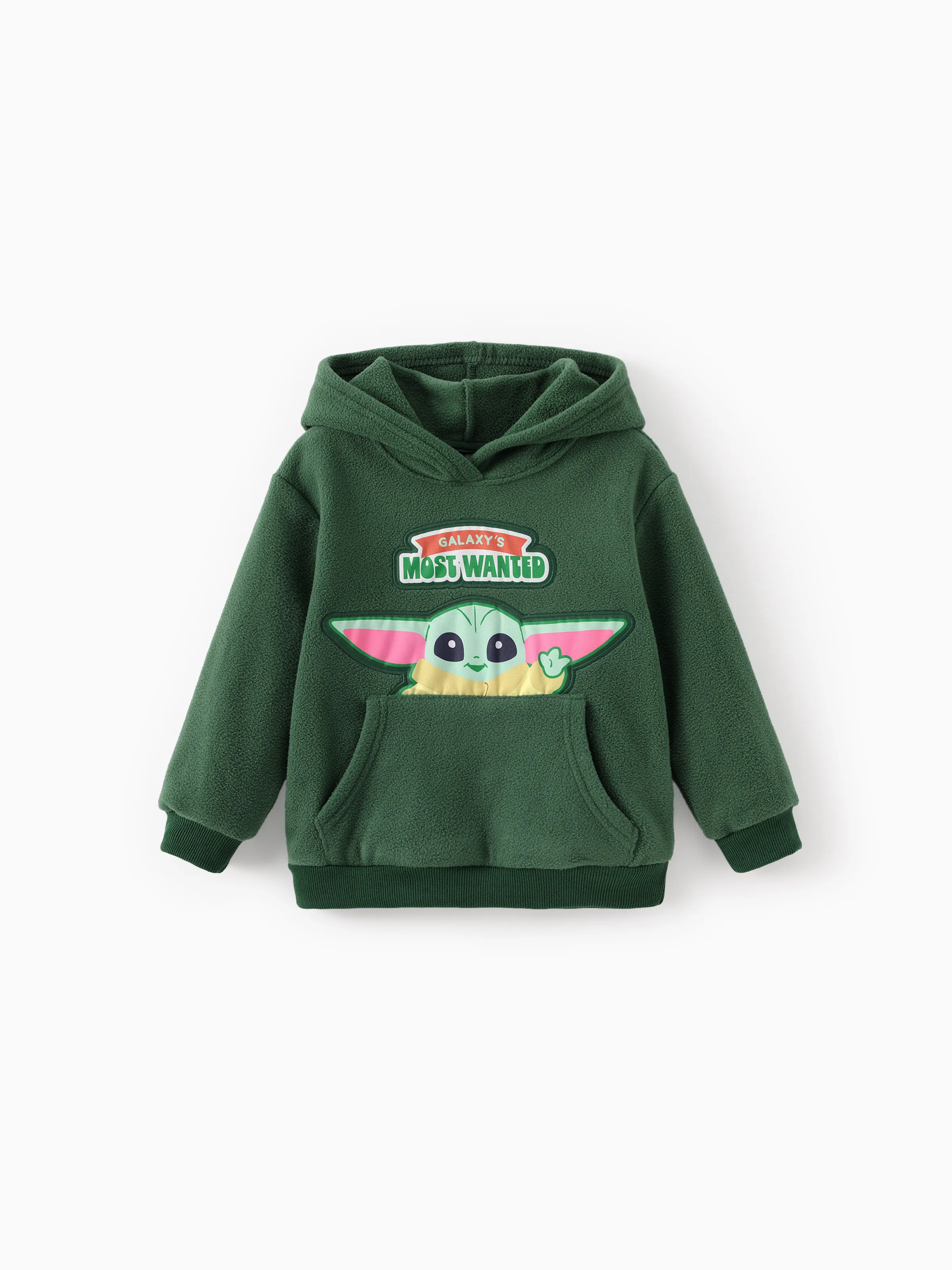 Star Wars Toddler Boy Grogu Polar fleece Diagonal-Pocket Hooded Sweatshirt Dark Green