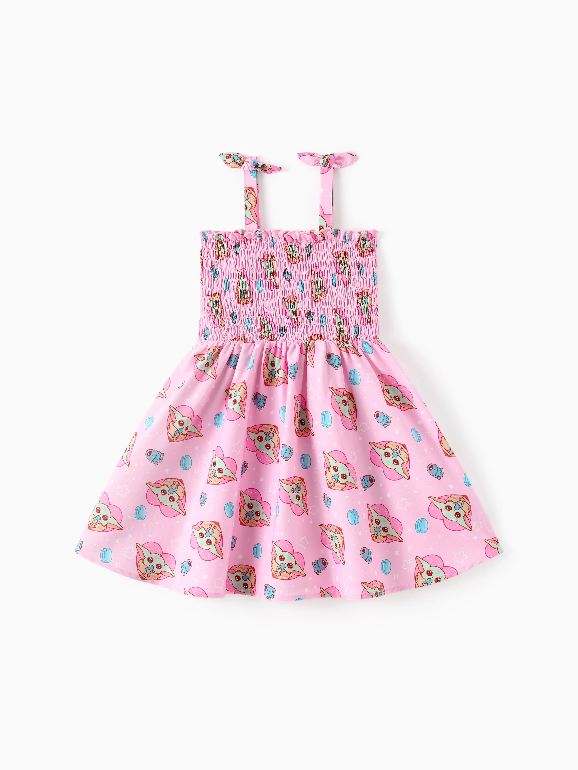 Star Wars Toddler/Kid Girl Grogu Smocked Bodice Allover Print Dress Pink
