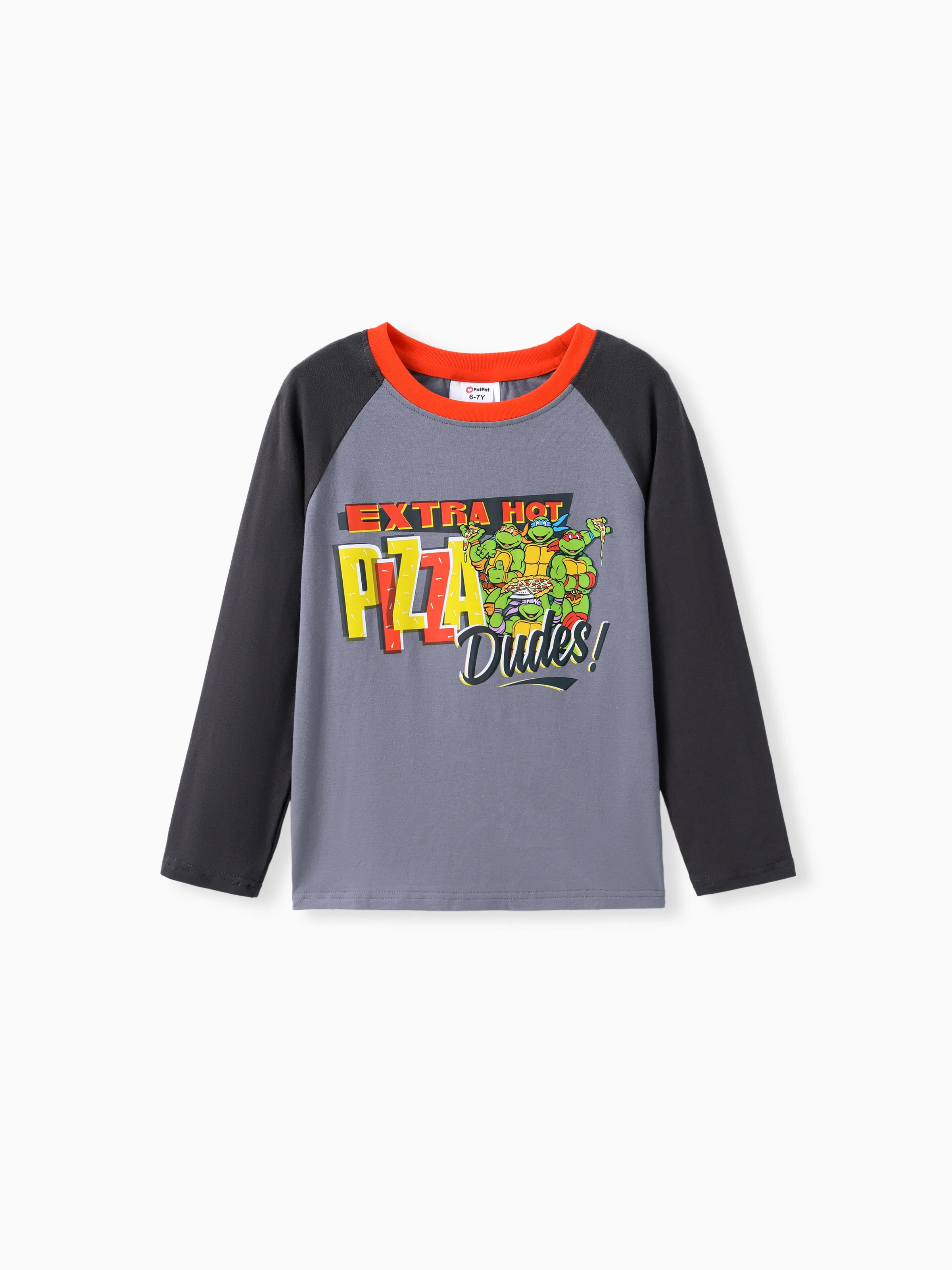 Teenage Mutant Ninja Turtle Kid Boy 1pc Cotton Character Print Colorblock T-Shirt Grey
