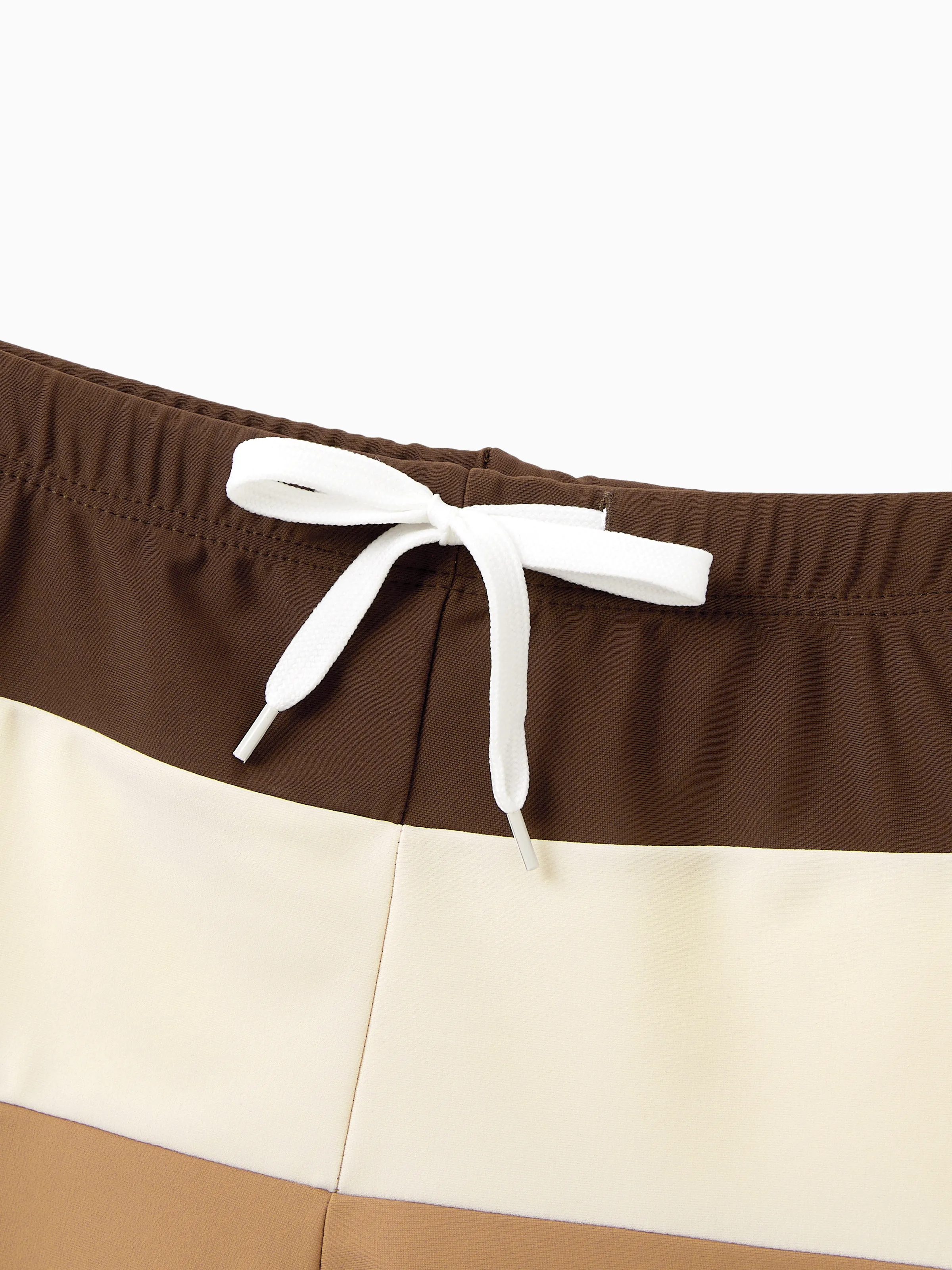 Toddler Boy Color Block Swim Trunks, Summer Beach Vacation Swimwear Coffee - Image 5