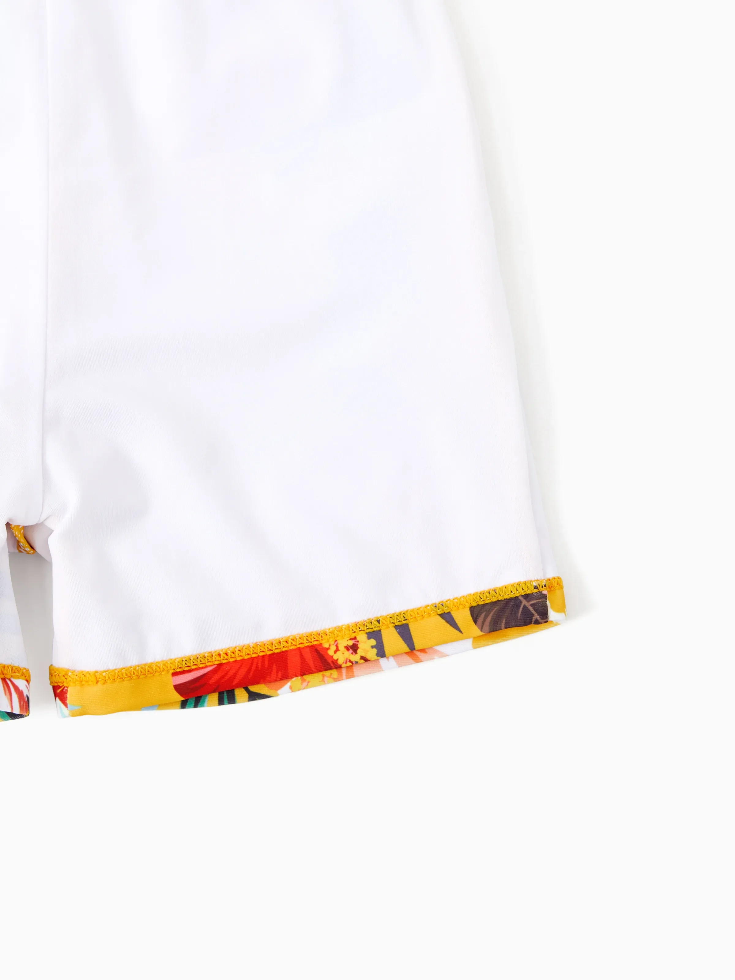 Toddler Boy Floral Drawstring Swim Trunks with Triangle Swim Bottom Yellow - Image 6