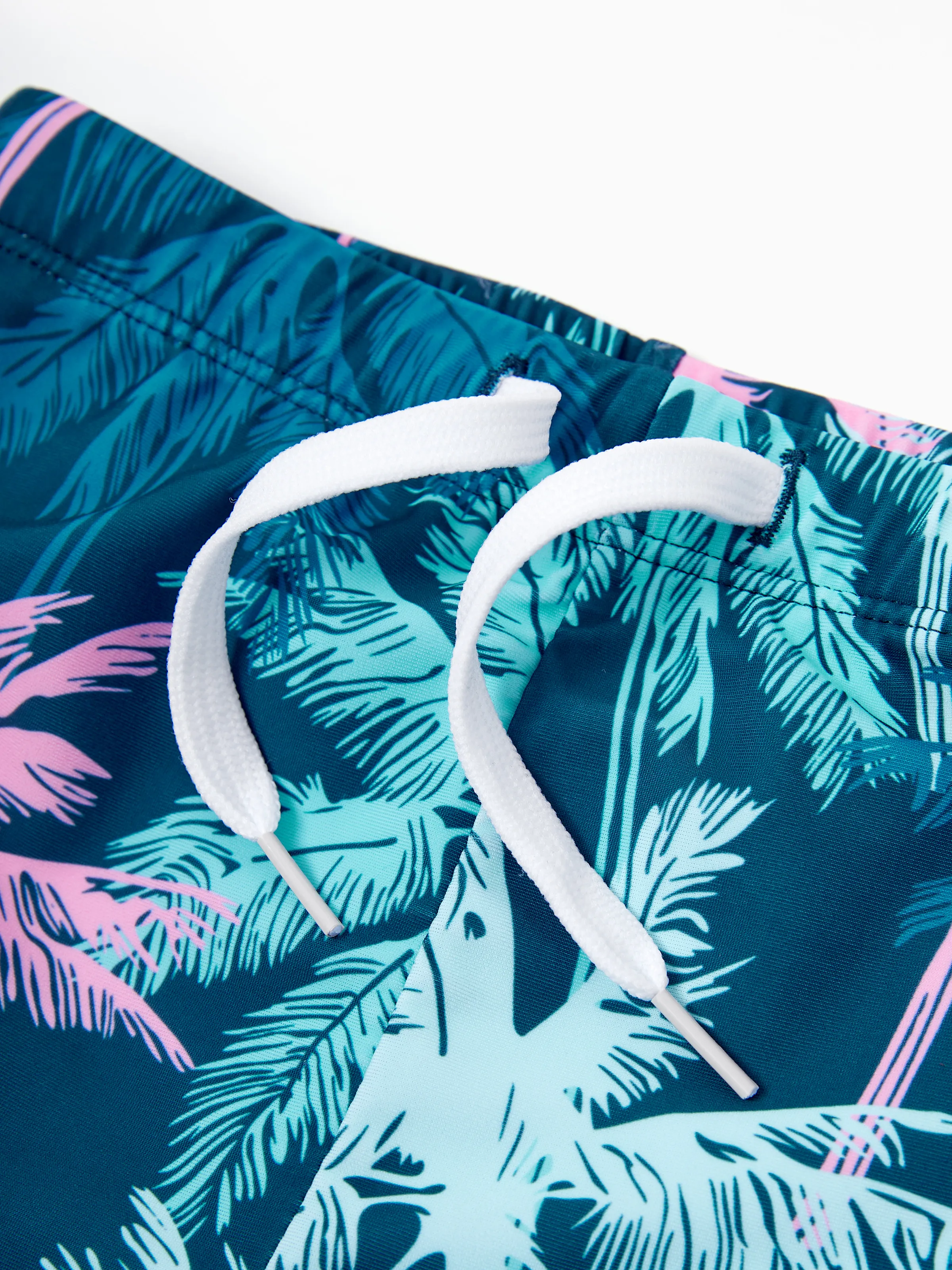 Toddler Boy Swimsuits Tropical Palm Tree Print Swim Trunks Set, Beach Vacation Swimwear Turquoise - Image 6