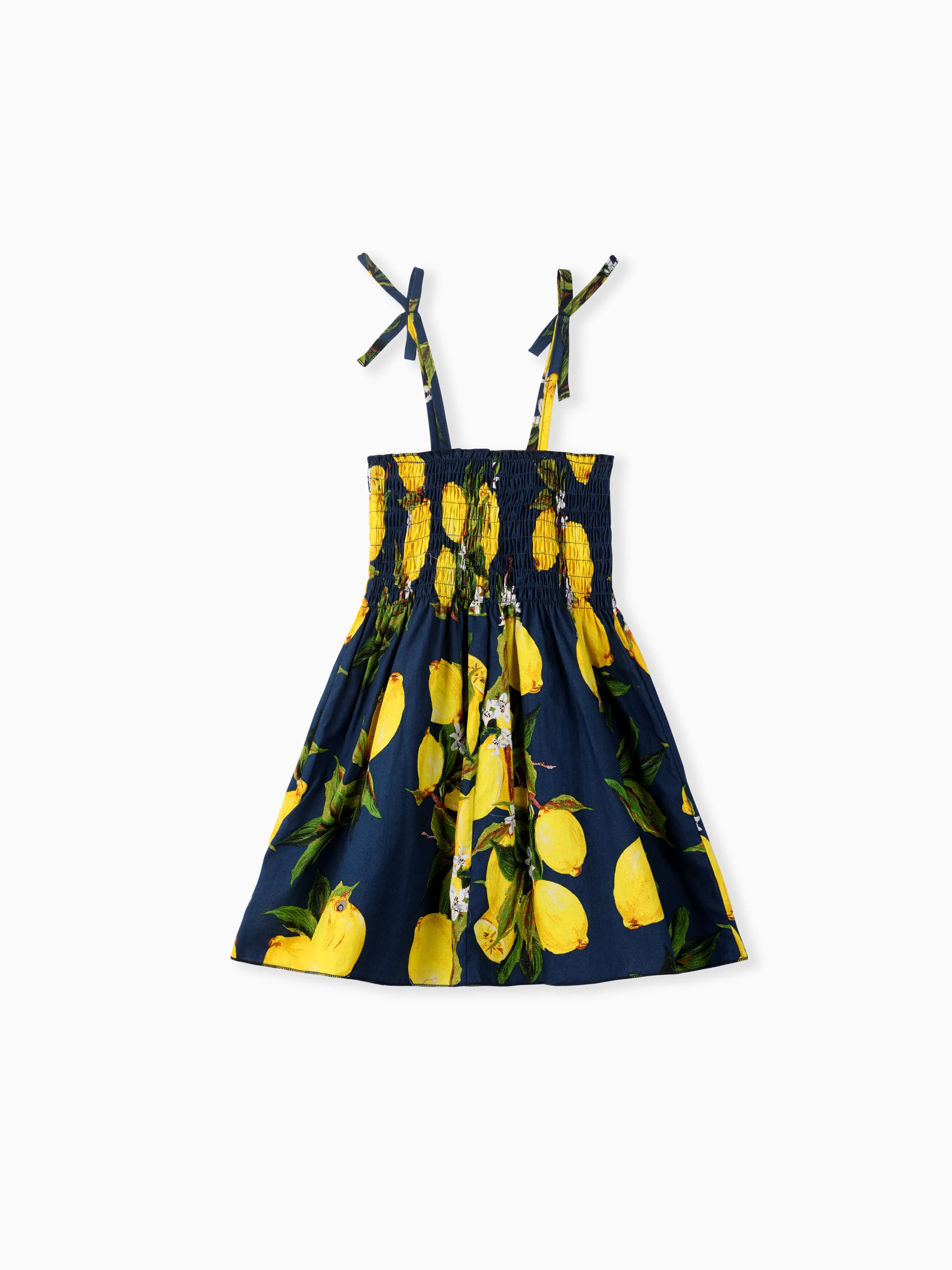 Toddler Girl 100% Cotton Sweet Sunflower Print Smocked Slip Dress Royal Blue