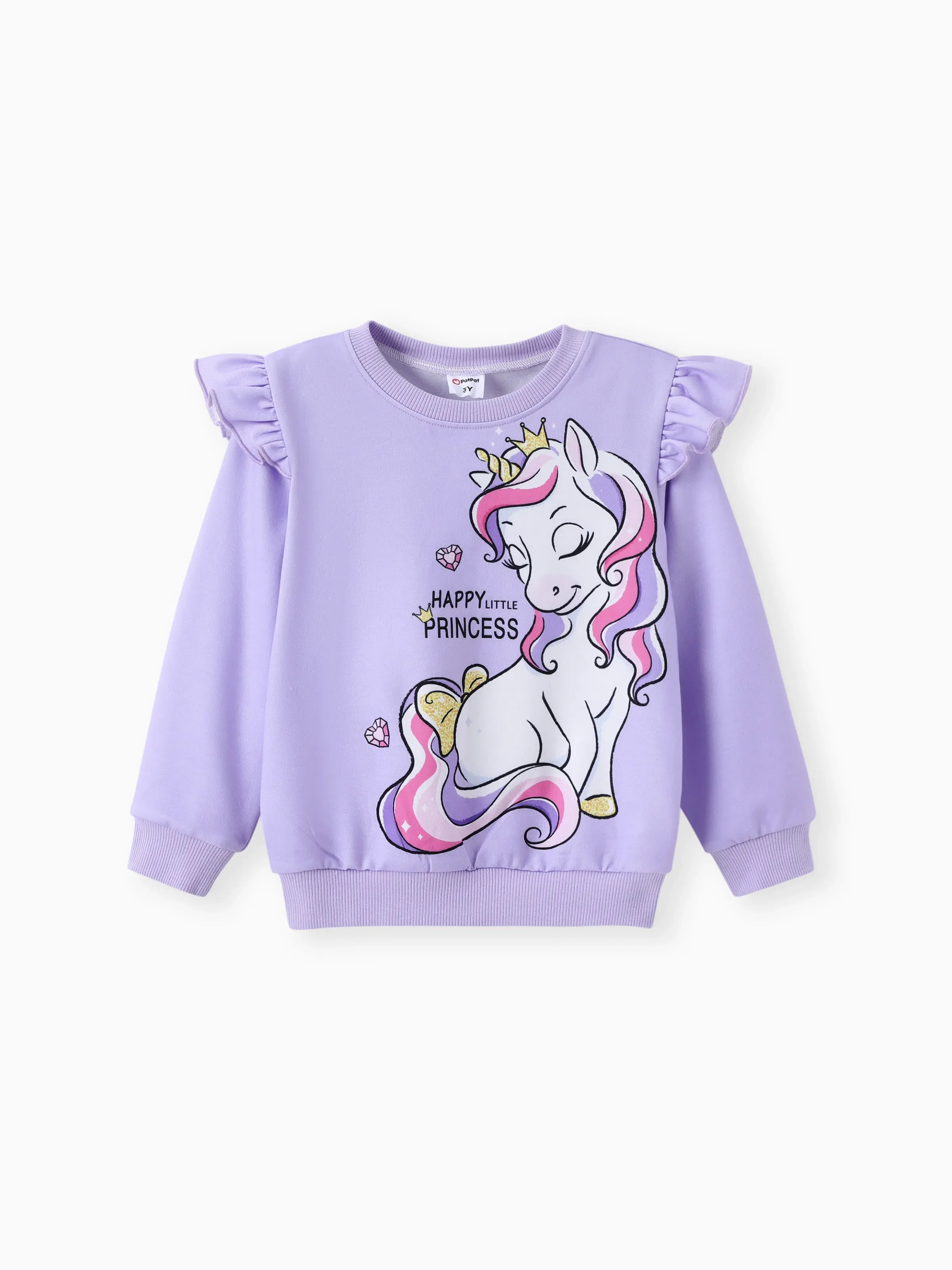 Toddler Girl Childlike Unicorn Print Sweatshirt Purple