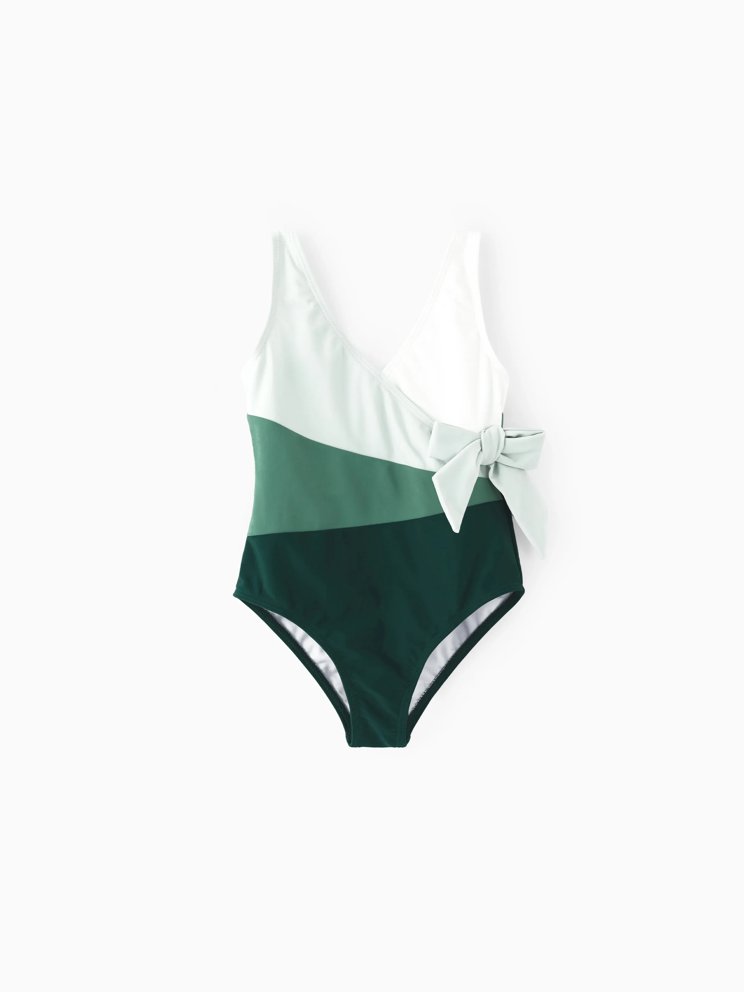 Toddler Girl Colorblock Wrap Side V-Neck Swimsuit MultiColour