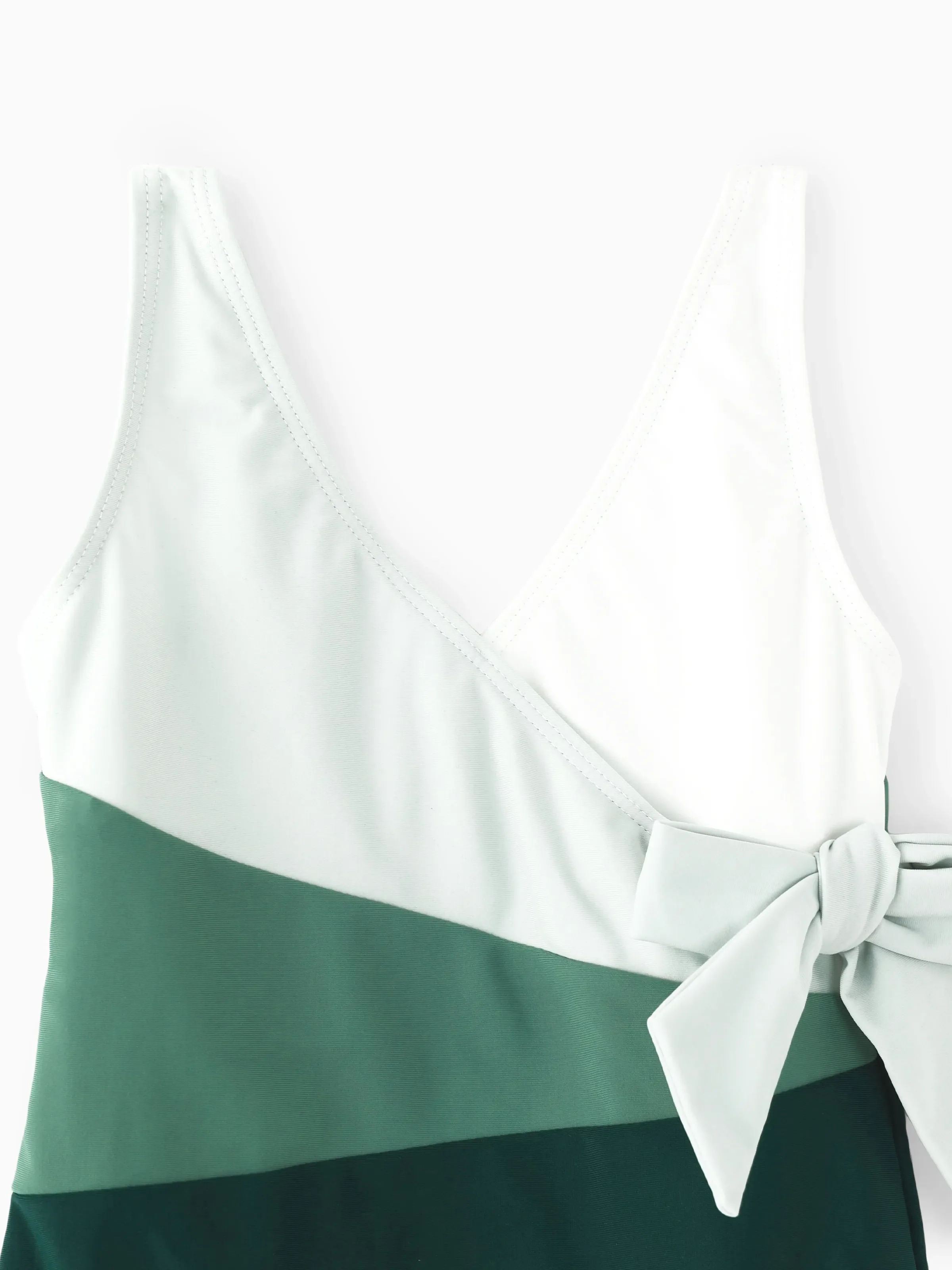 Toddler Girl Colorblock Wrap Side V-Neck Swimsuit MultiColour - Image 3