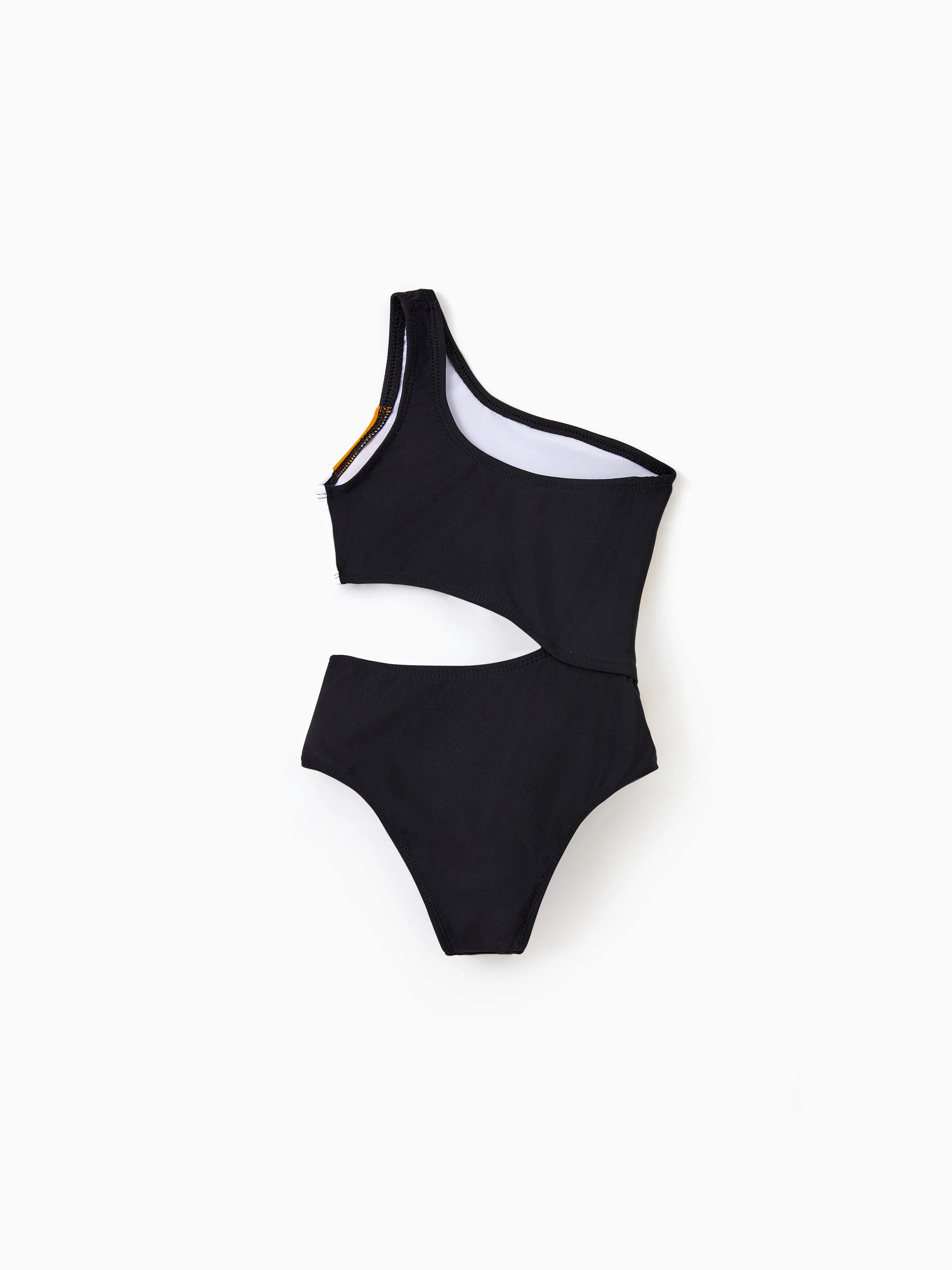 Toddler Girl Colorblock Cut Out Waist One-Shoulder One-piece Swimsuit Multi-color - Image 3