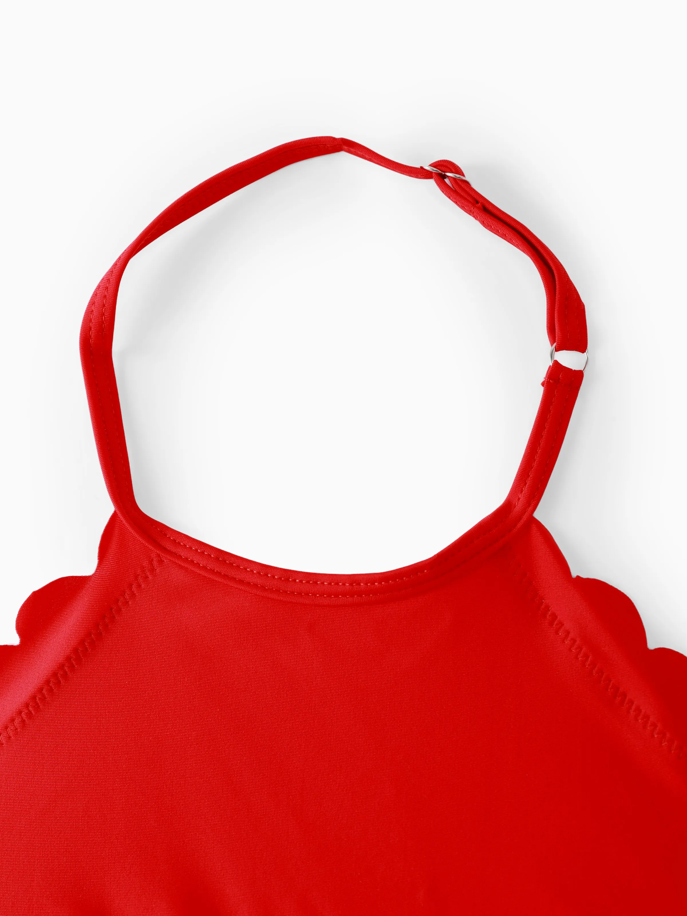 Toddler Girl Floral Drawstring Ruched Shell Edge Bikini Red - Image 4