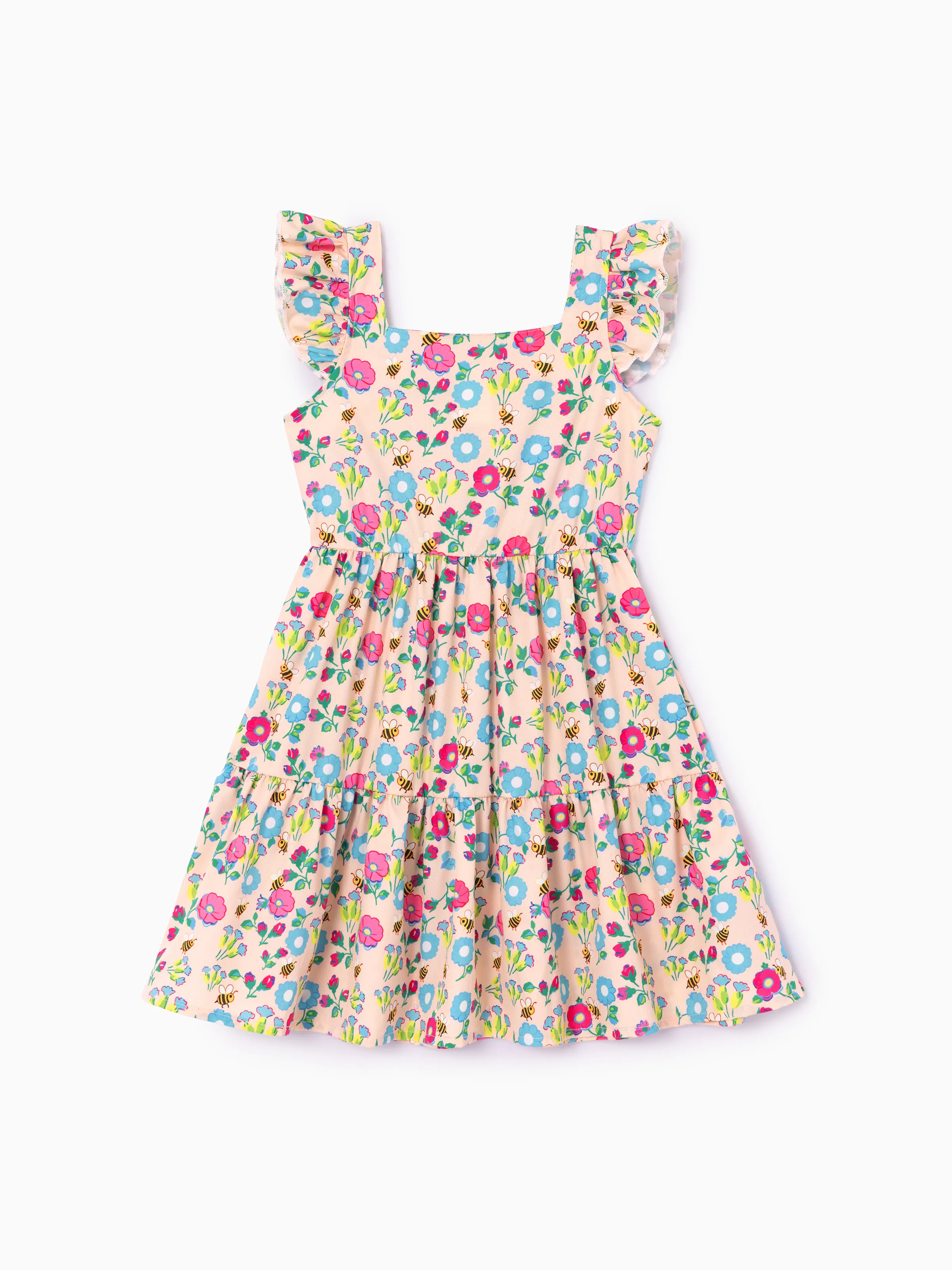 Fresh Market Toddler Girl Floral Stripe Print Dress Multi-color