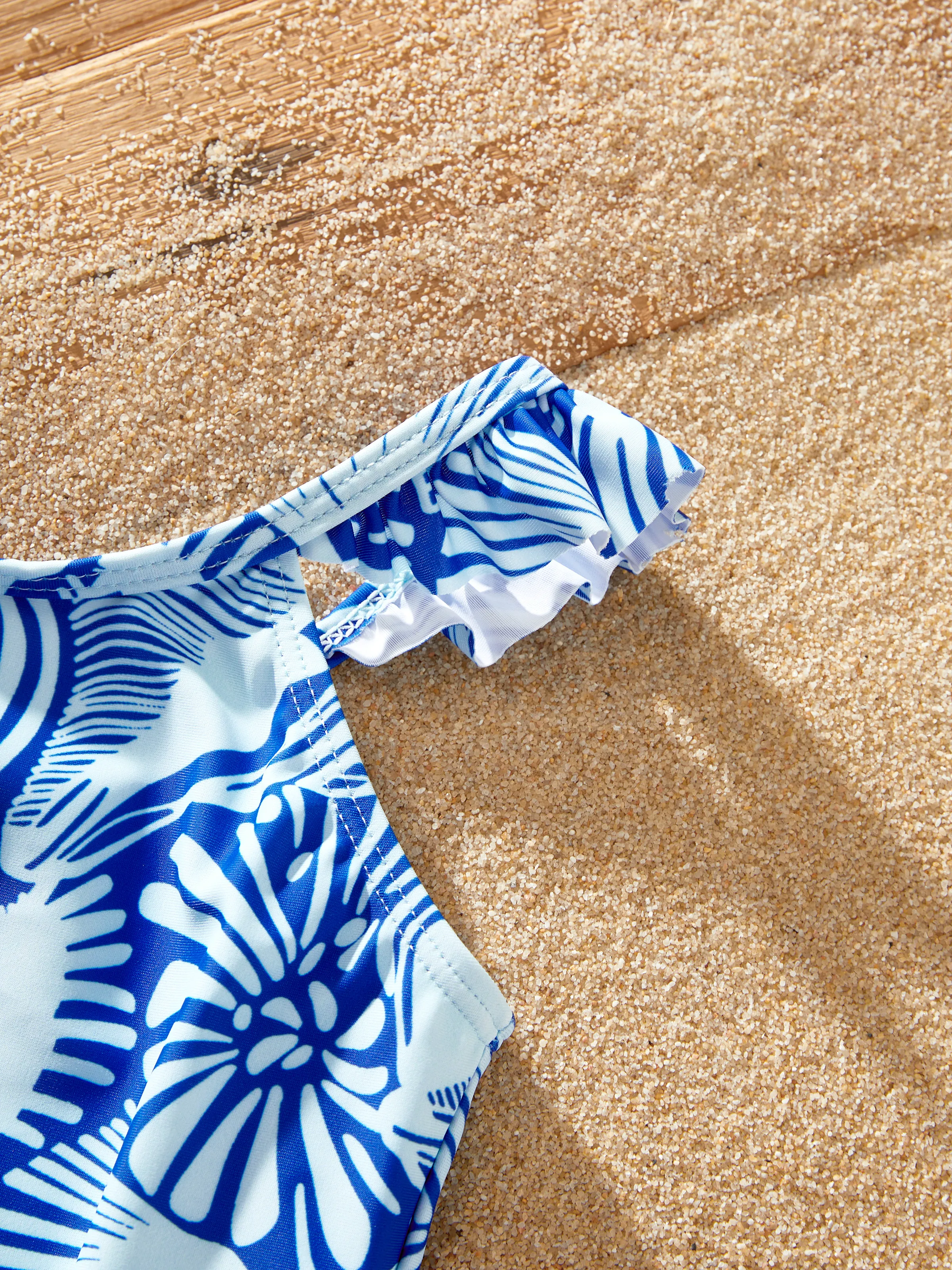 Toddler Girl Shell Print Swimwear Floral two-piece Bikini for girls, Perfect for Beach Days & Pool Parties Blue - Image 5