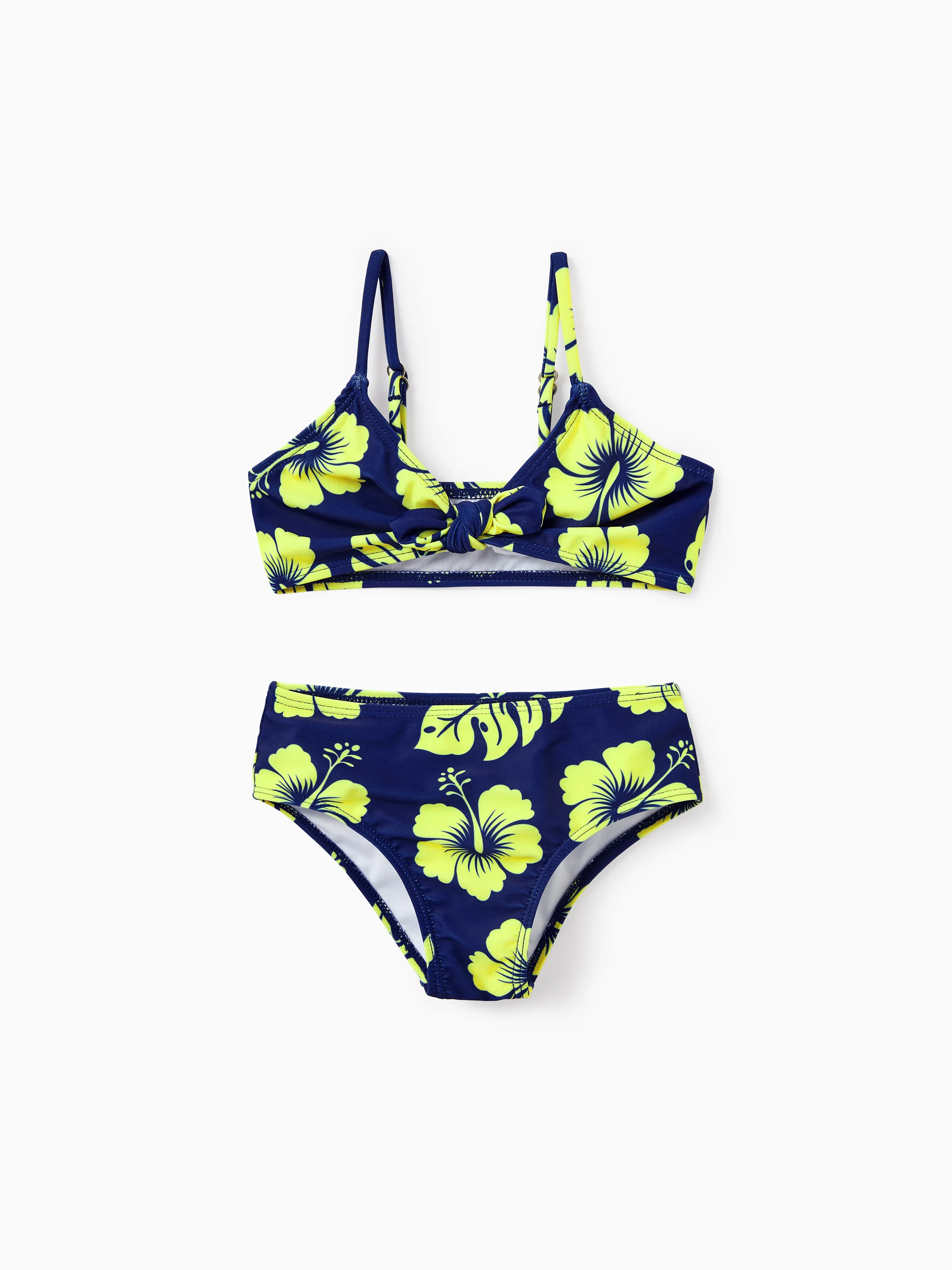 Toddler Girl Tropical Floral Swimsuits Halter Bikini Deep Blue
