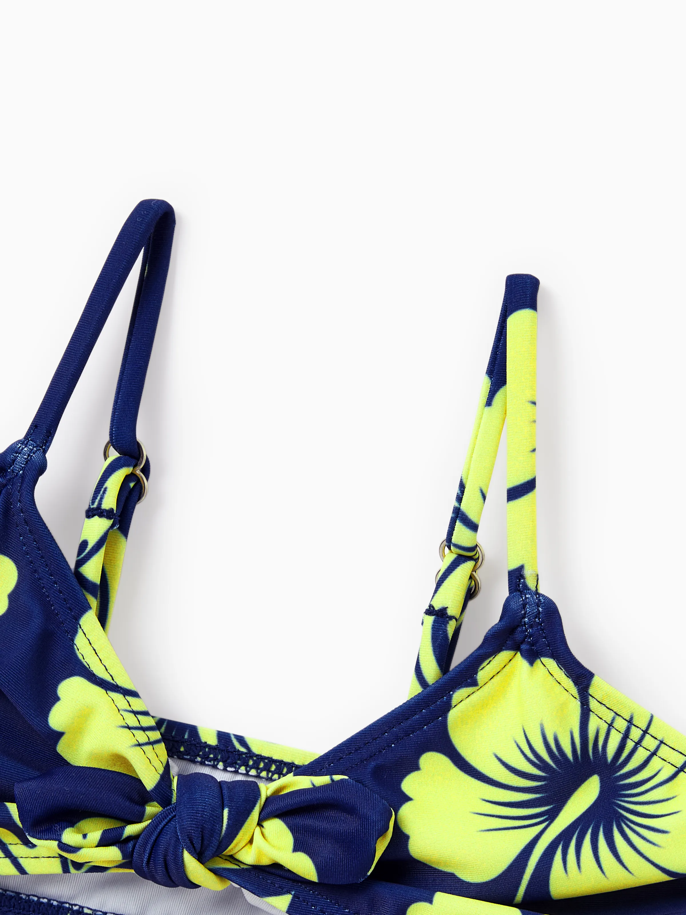 Toddler Girl Tropical Floral Swimsuits Halter Bikini Deep Blue - Image 6