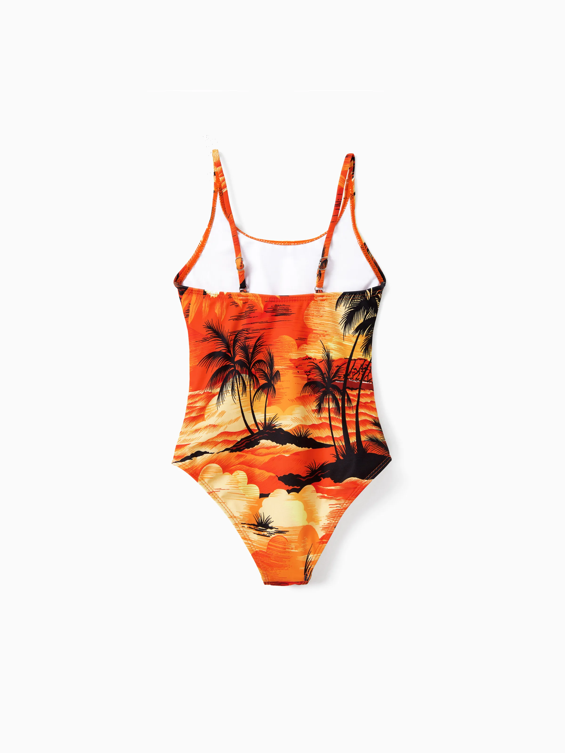 Toddler Girl Tropical Hawaiian Swimsuits Orange - Image 3